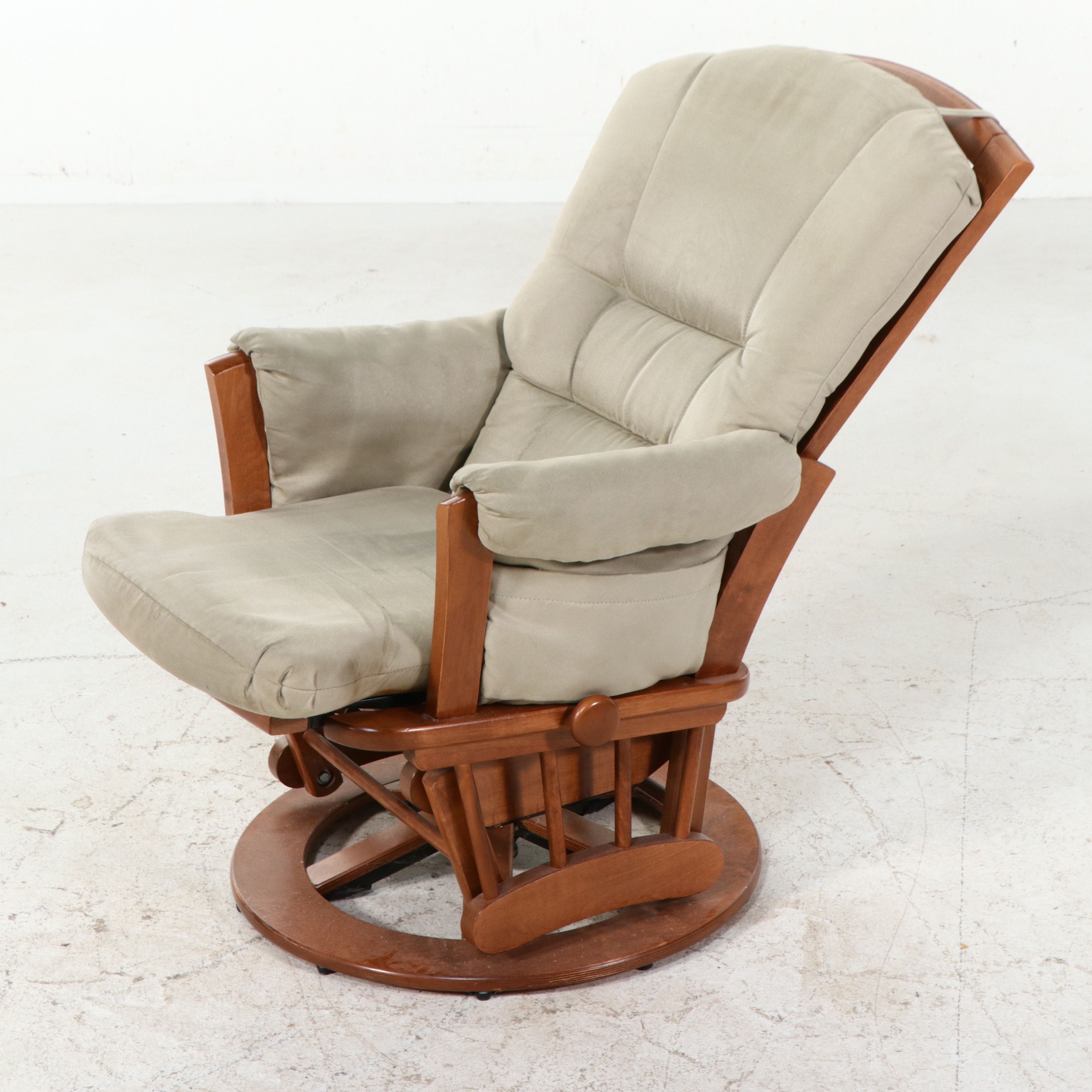 Dutailier Swivel Glider and Ottoman Set, 21st Century