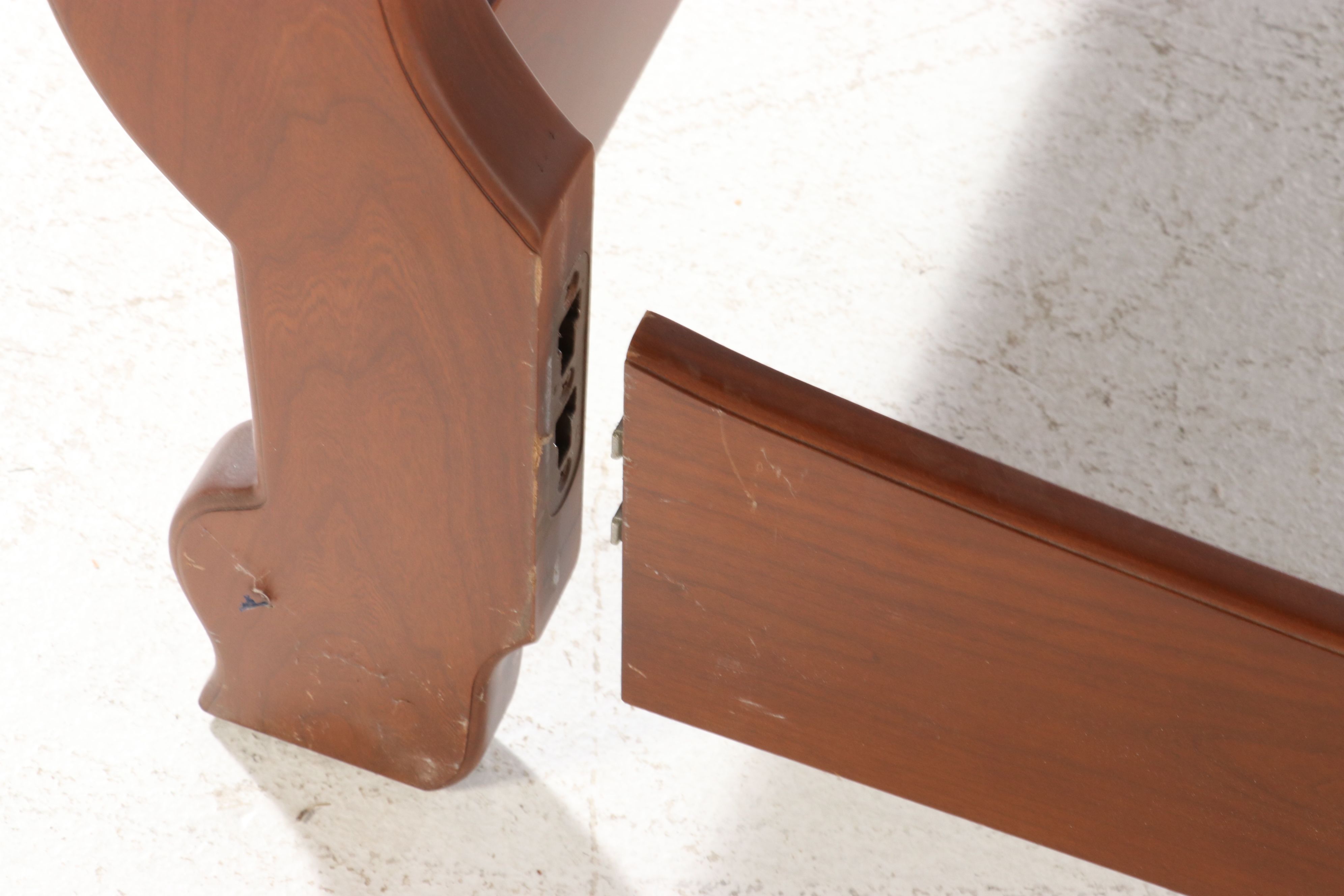 Slat-Panel Cherry Wood Sleigh Bed and Three-Drawer Nightstand