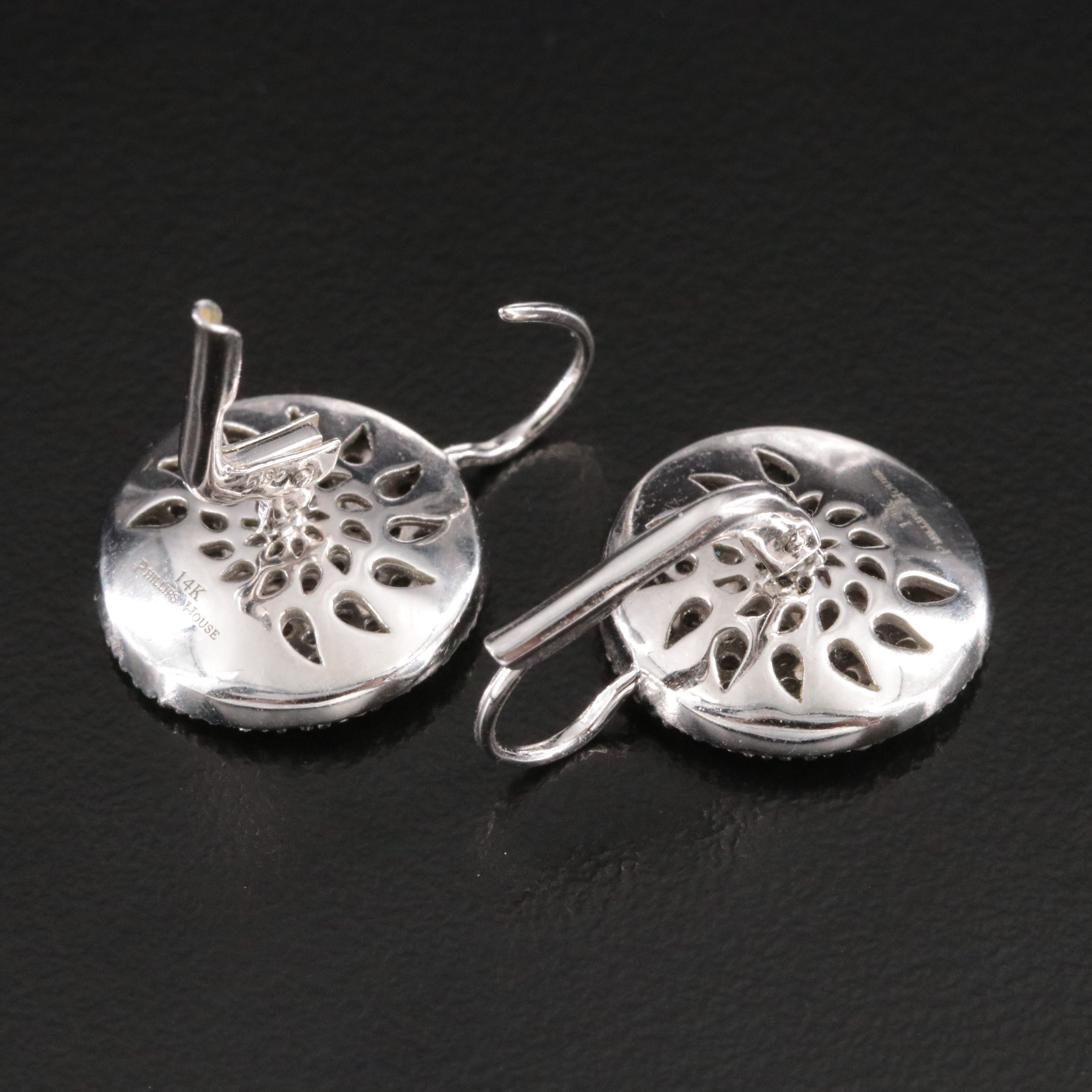 14K Phillips House 1.10 CTW Pavé Diamond Round Drop Earrings