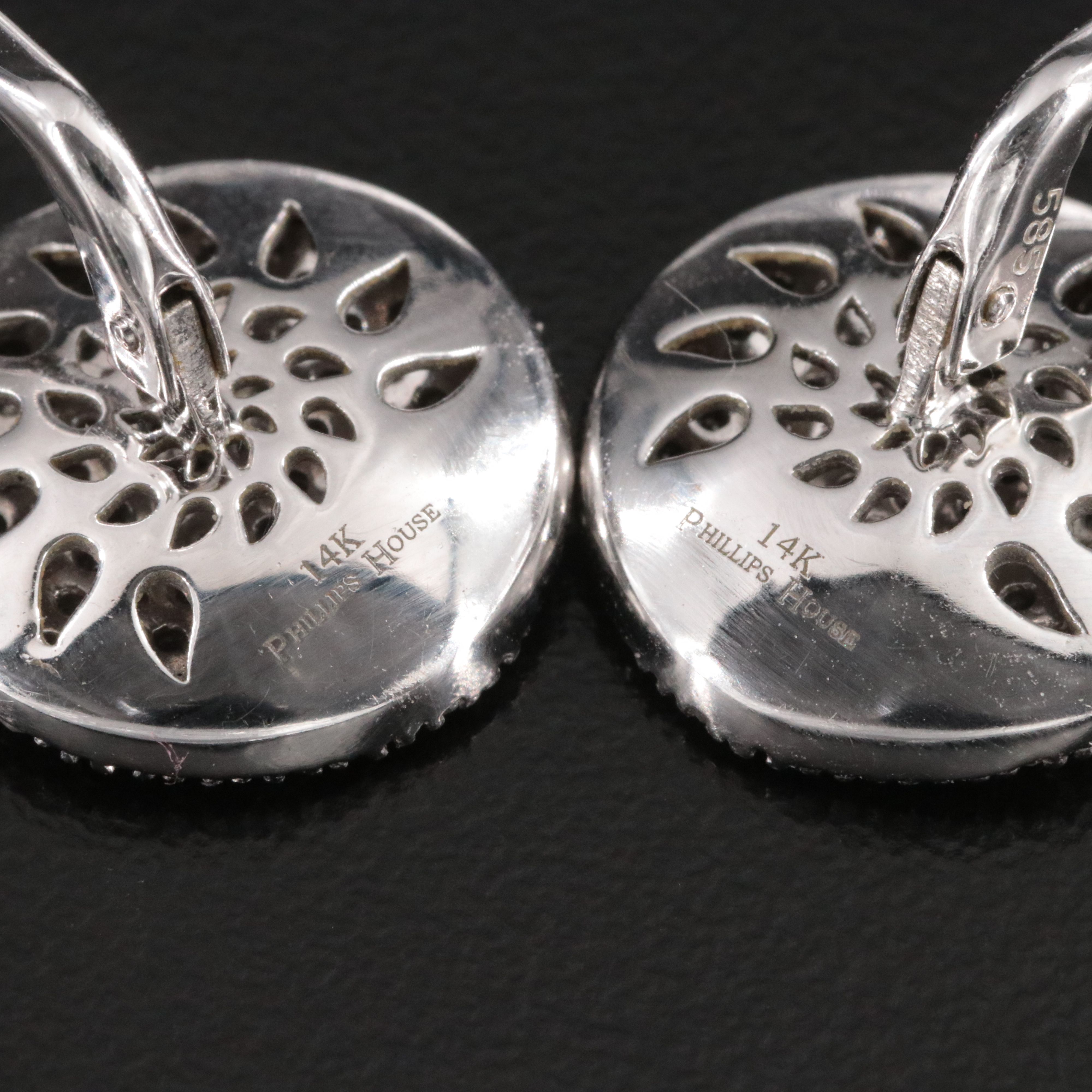 14K Phillips House 1.10 CTW Pavé Diamond Round Drop Earrings