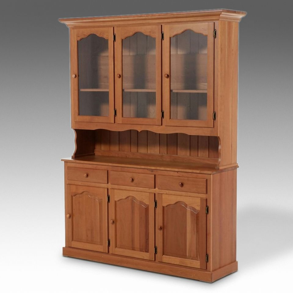 Colonial Revival Solid Wooden China Hutch, Late 20th/Early 21st Century