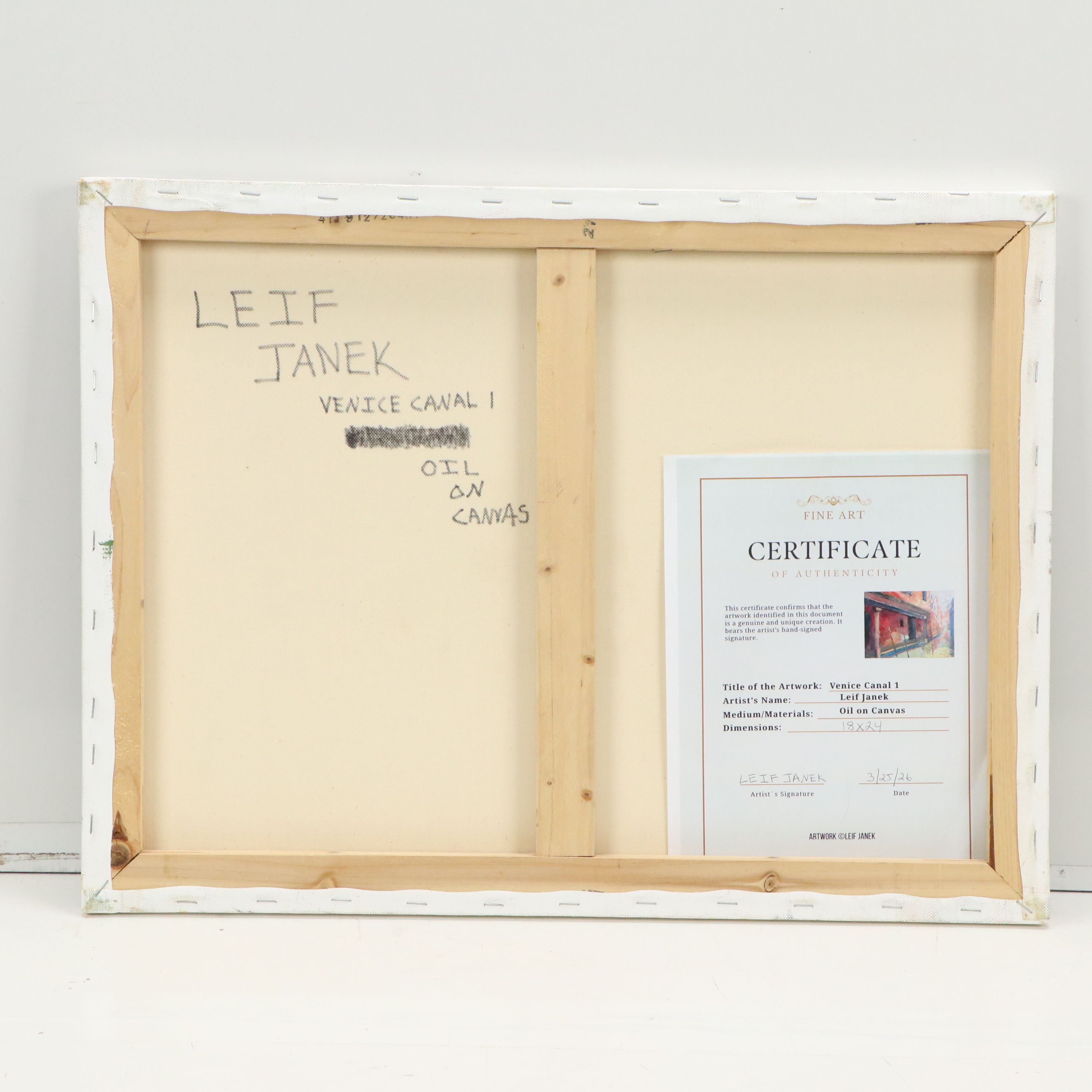 Leif Janek Oil Painting "Venice Canal 1," 2026