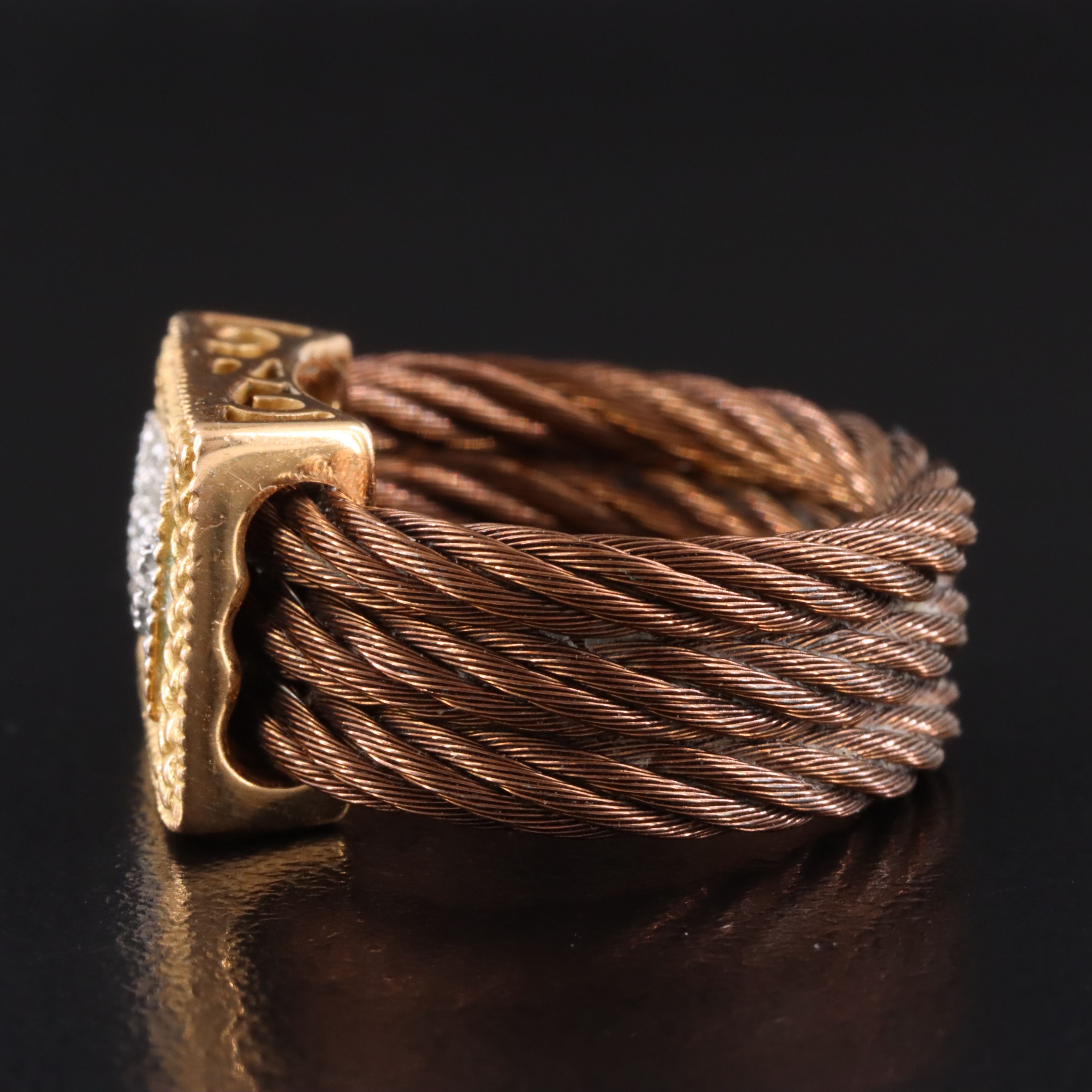 Charriol 18K and Chocolate Stainless Steel Diamond Cable Ring