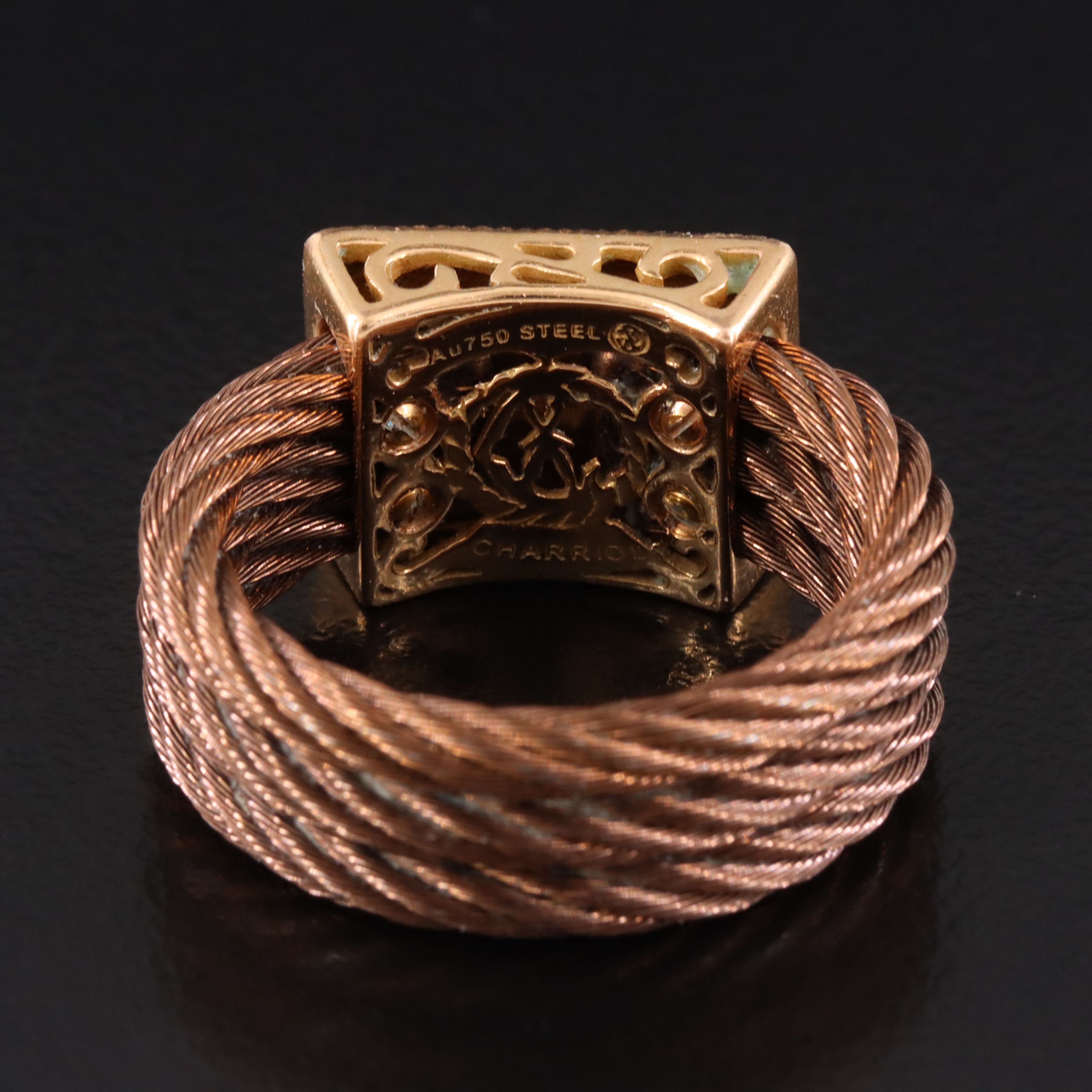 Charriol 18K and Chocolate Stainless Steel Diamond Cable Ring