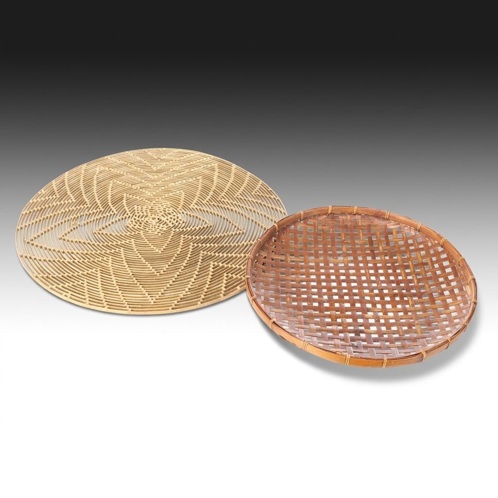 Thai Bamboo Sieve Basket with Other Floral Rattan Wall Décor