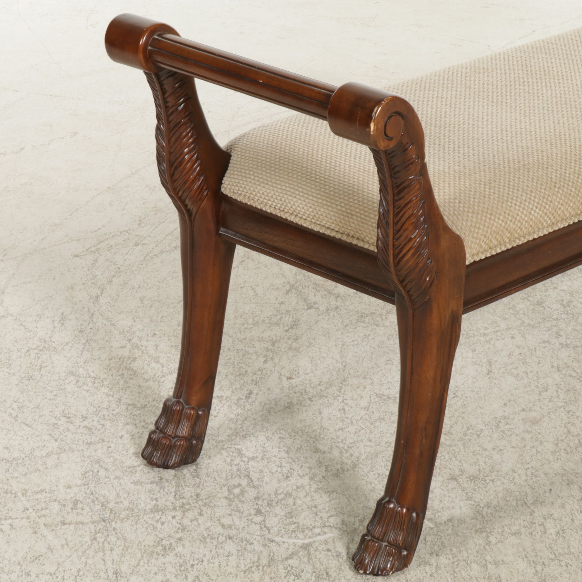 Bernhardt Furniture Neoclassical Style Mahogany Upholstered Bench