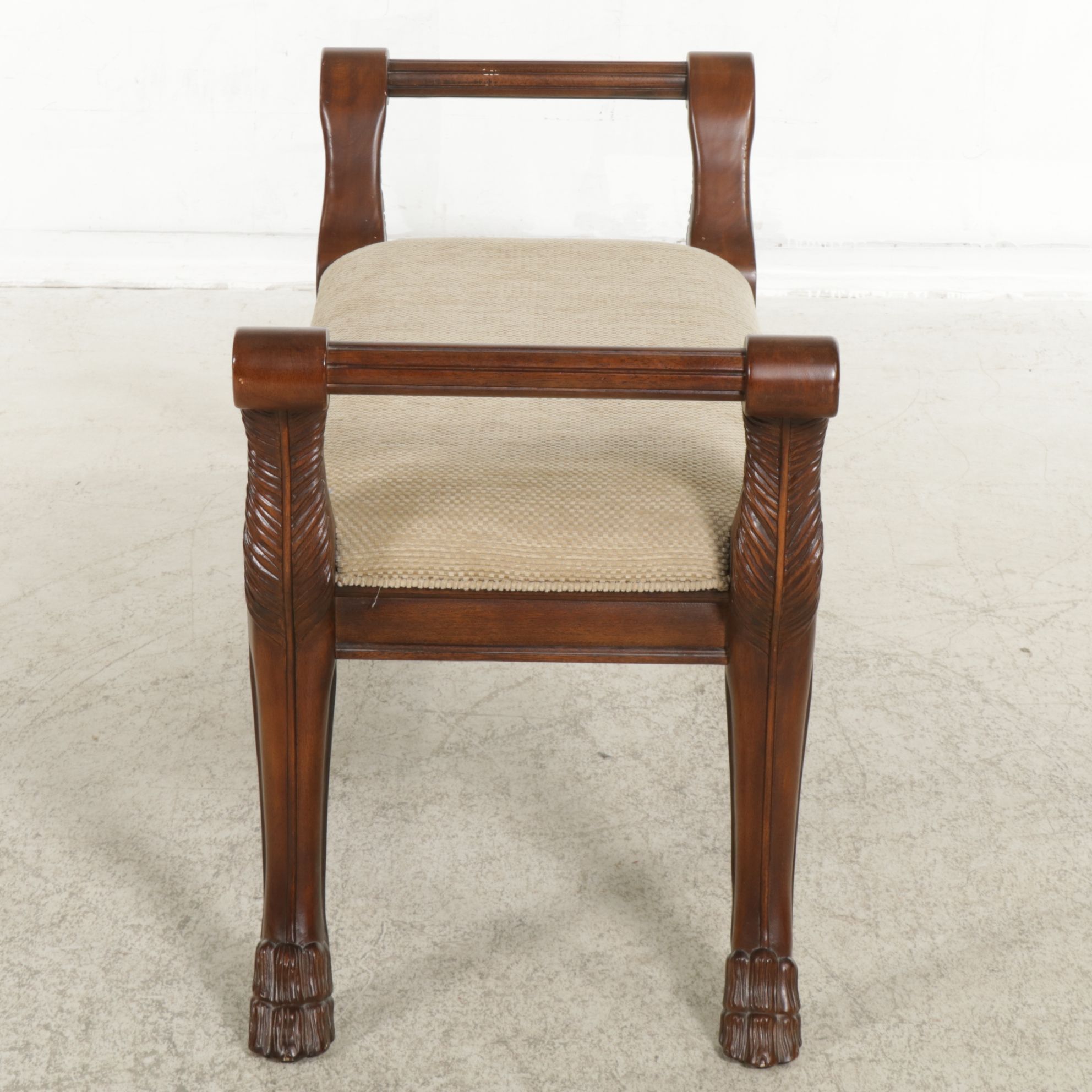 Bernhardt Furniture Neoclassical Style Mahogany Upholstered Bench