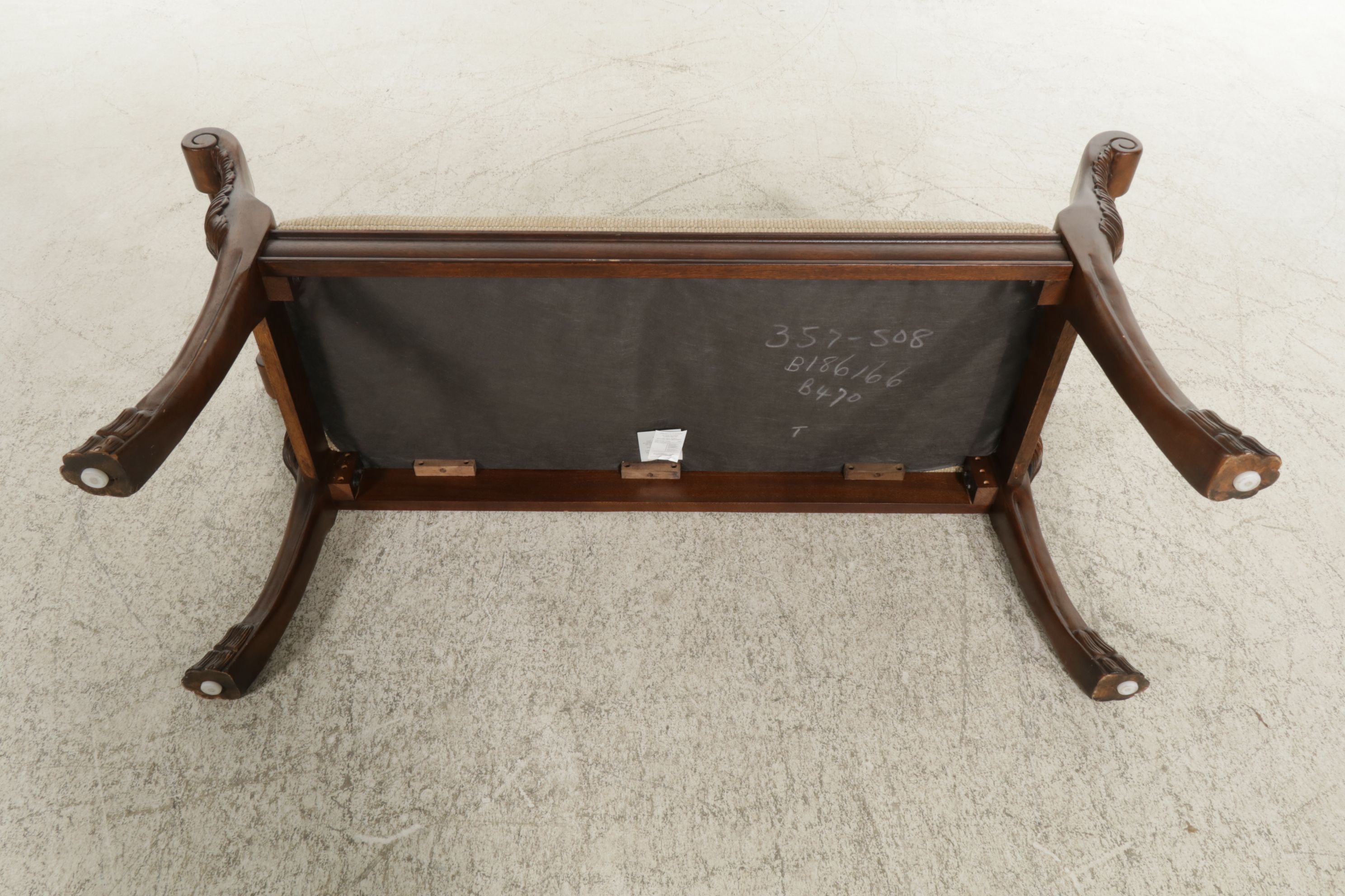 Bernhardt Furniture Neoclassical Style Mahogany Upholstered Bench