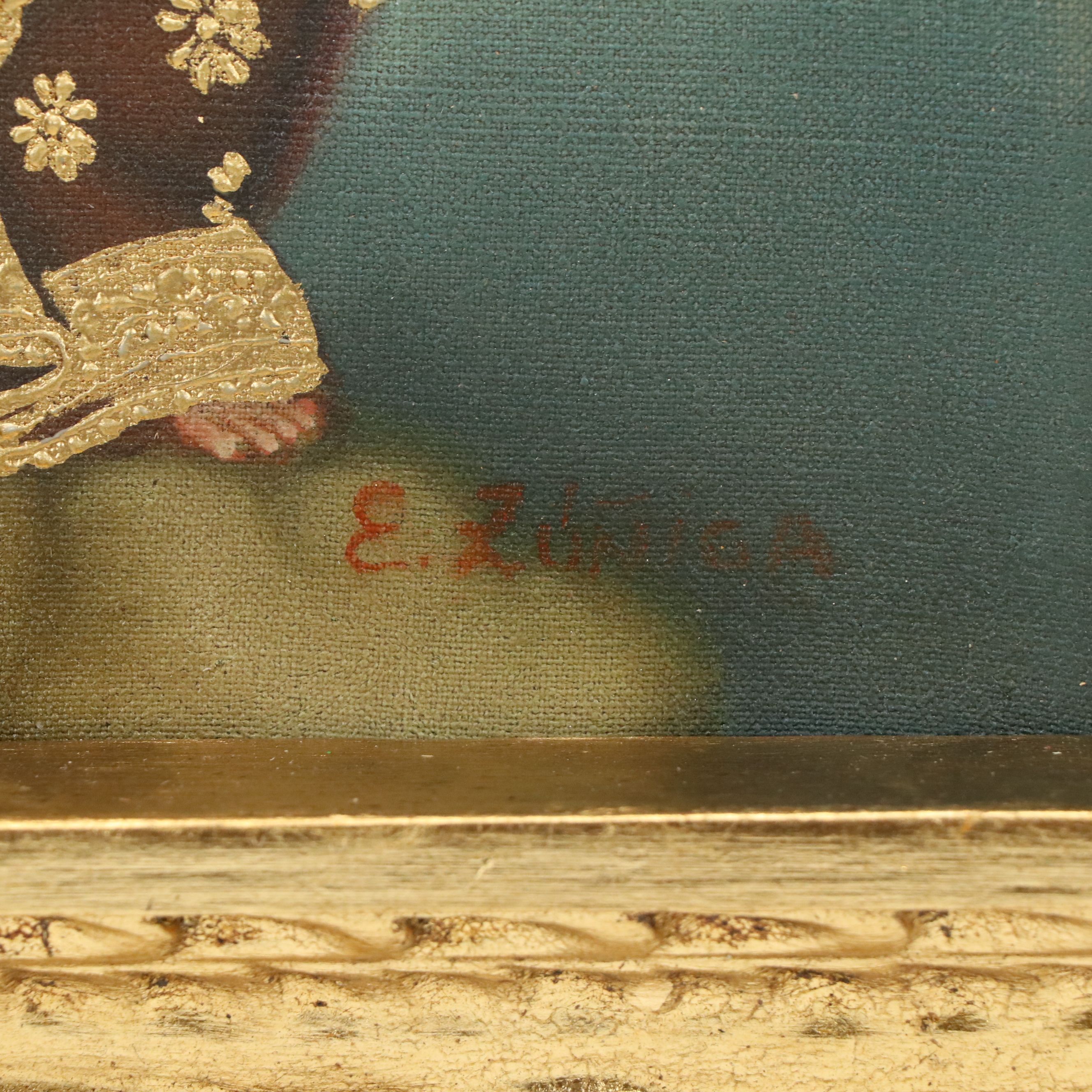 Ernesto Zúñiga Cuzco School Style Oil Painting "Virgin of Carmen"