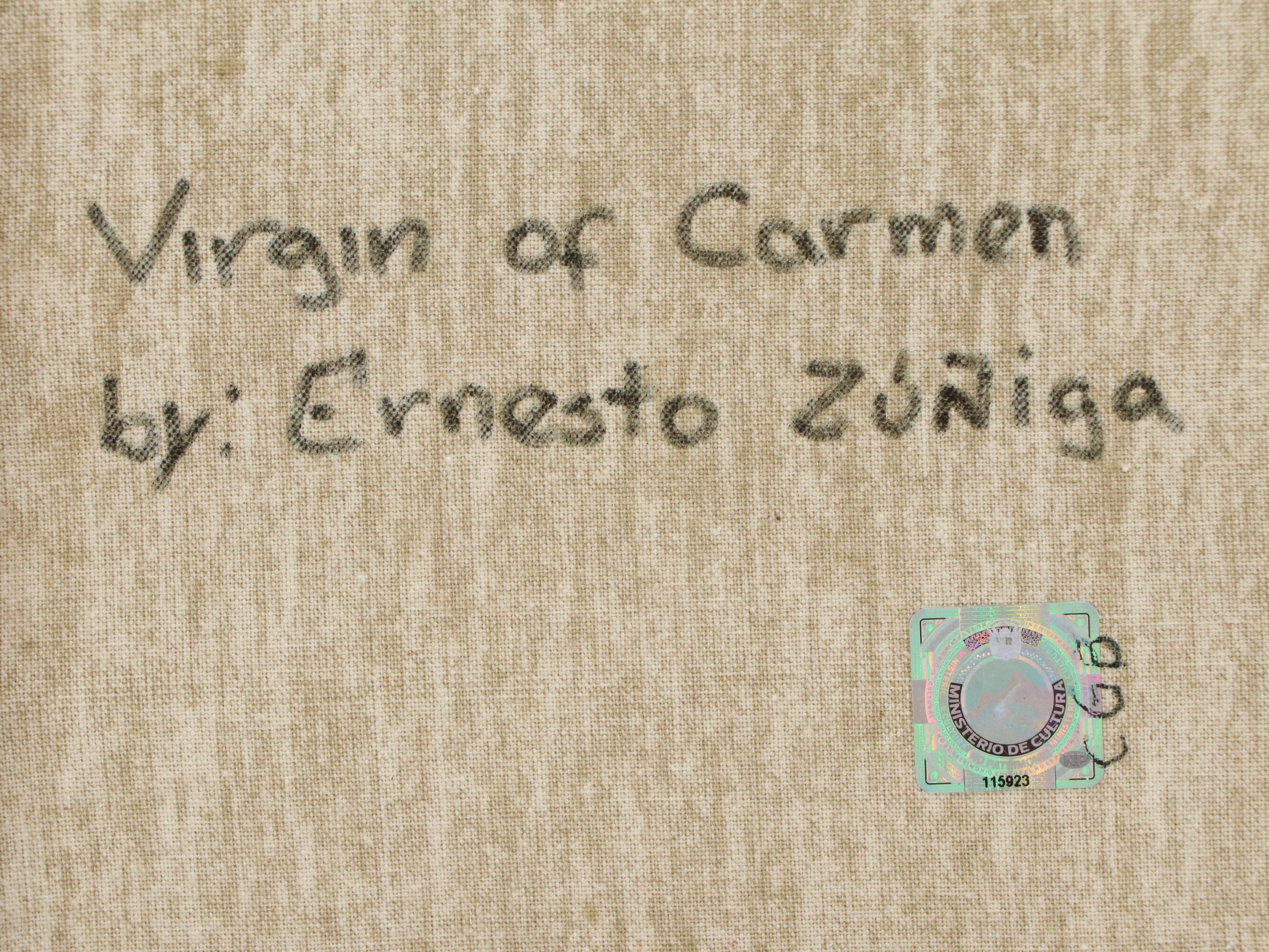 Ernesto Zúñiga Cuzco School Style Oil Painting "Virgin of Carmen"
