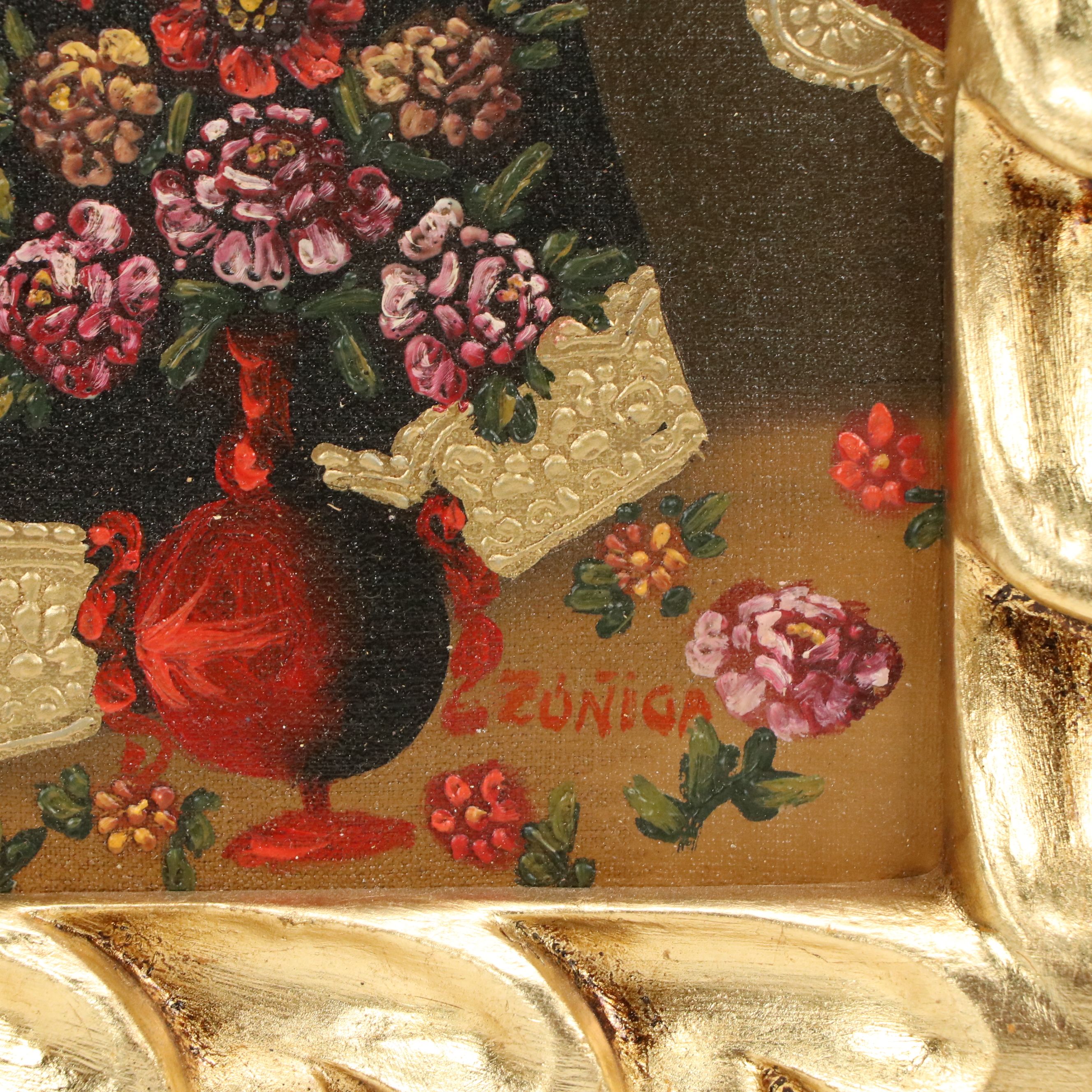 Ernesto Zúñiga Cuzco School Style Oil Painting "Virgin Painful"