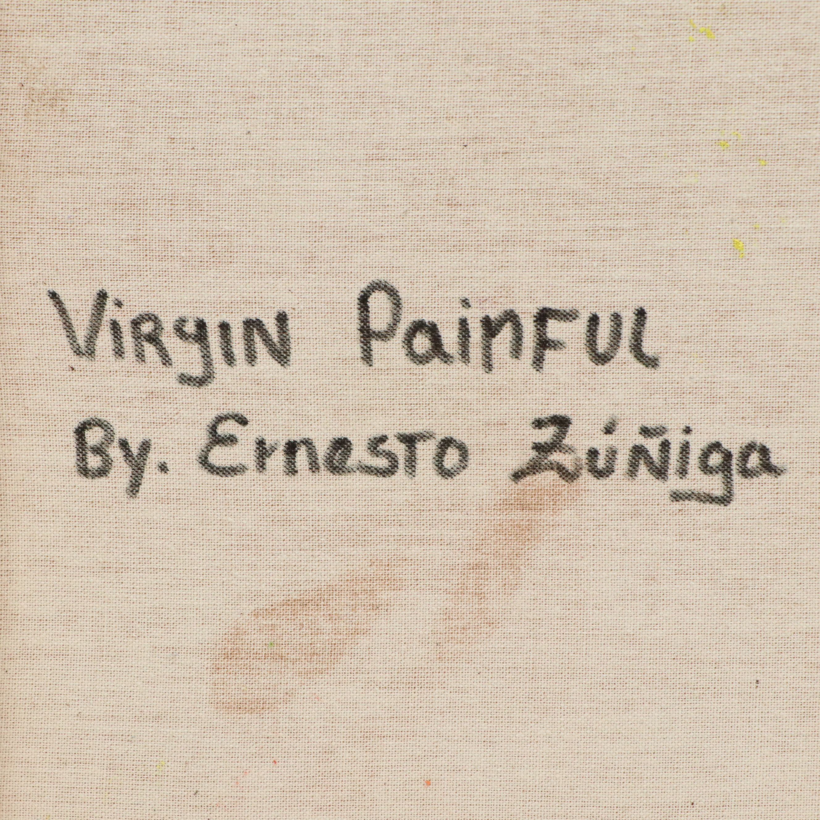 Ernesto Zúñiga Cuzco School Style Oil Painting "Virgin Painful"