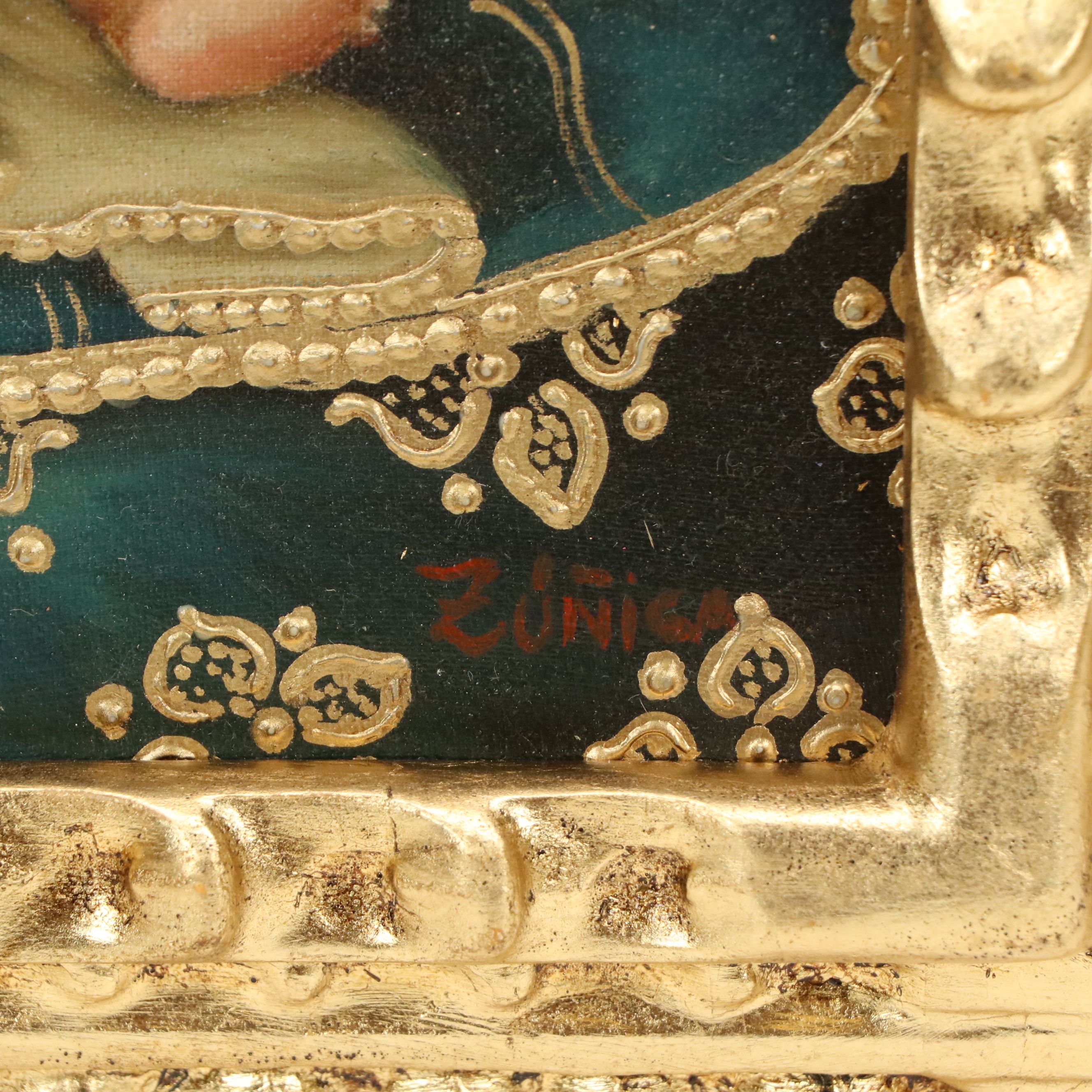 Ernesto Zúñiga Cuzco School Style Oil Painting "Virgin of Milk"