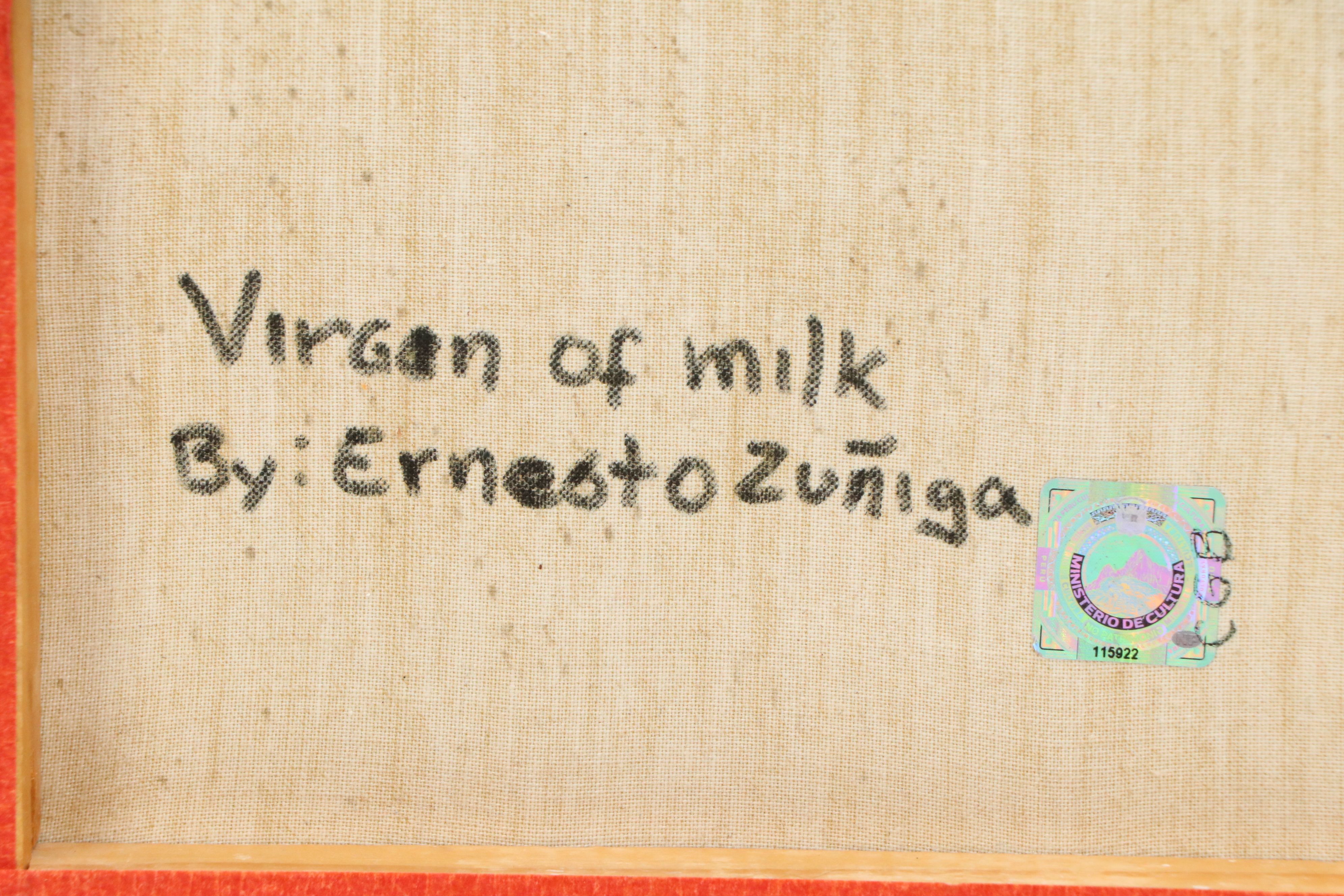 Ernesto Zúñiga Cuzco School Style Oil Painting "Virgin of Milk"