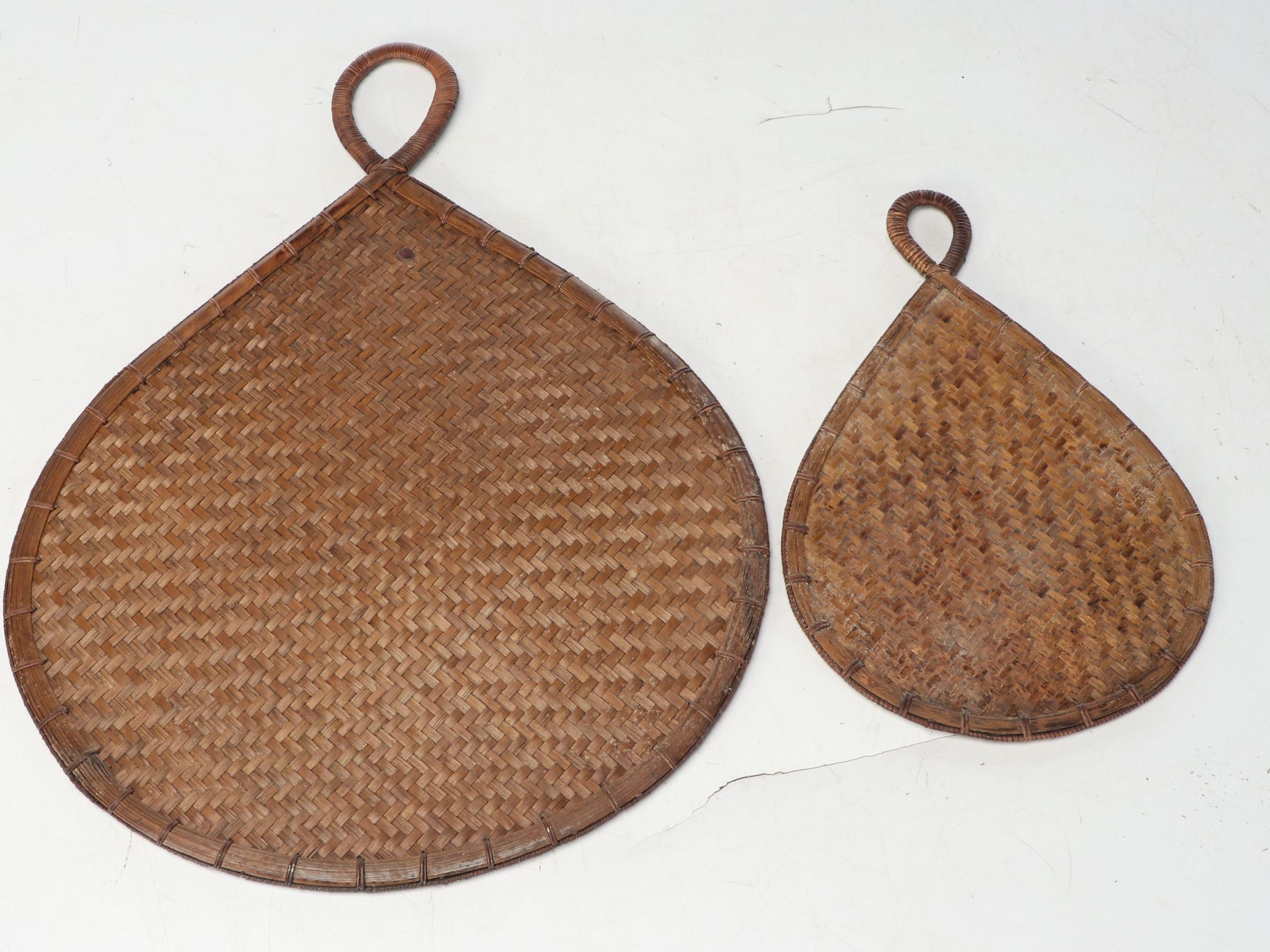 Mid-Century Handwoven Bamboo and Rattan Fan Wall Décor