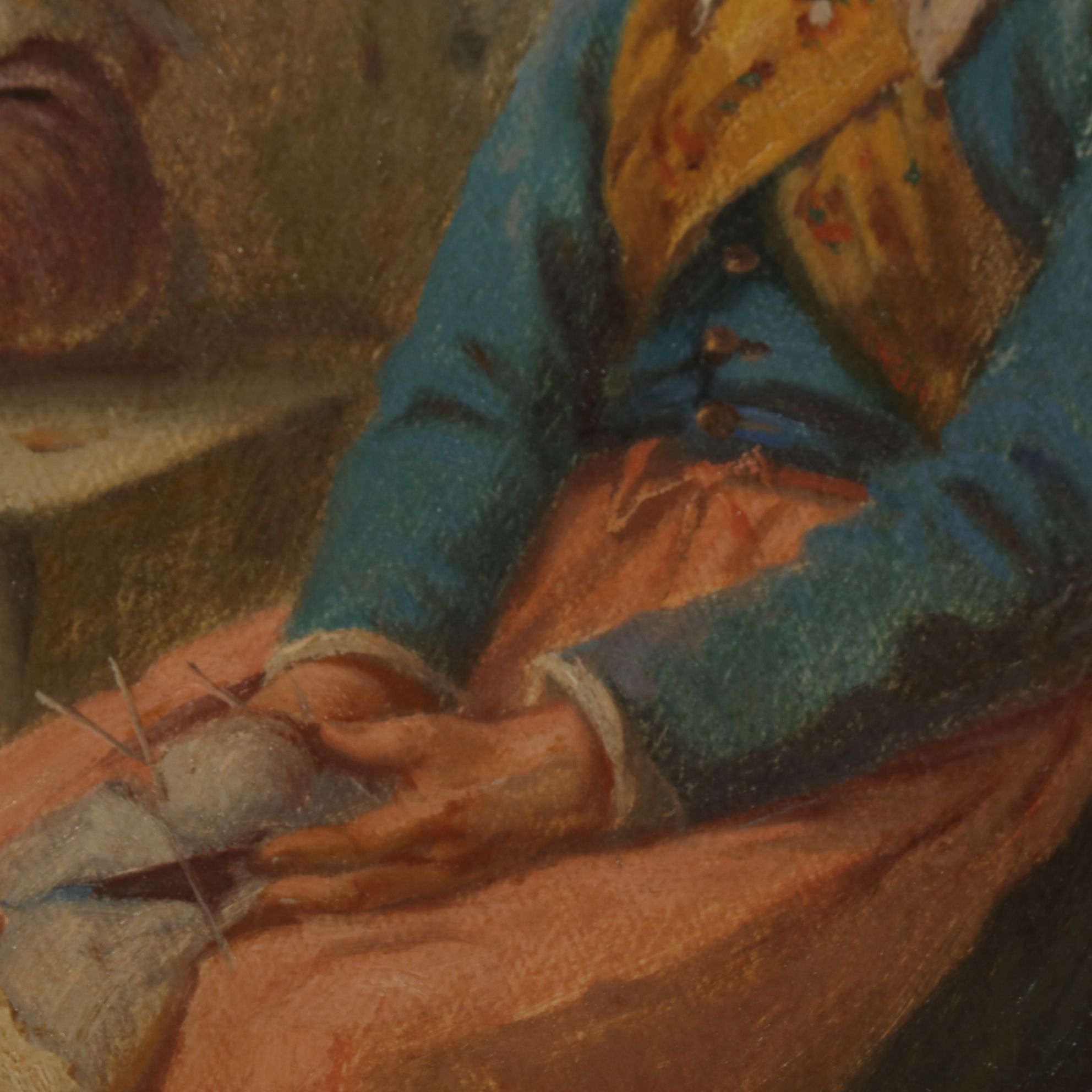 Adolf Raufer Interior Oil Painting Genre Scene of Figures Around a Table