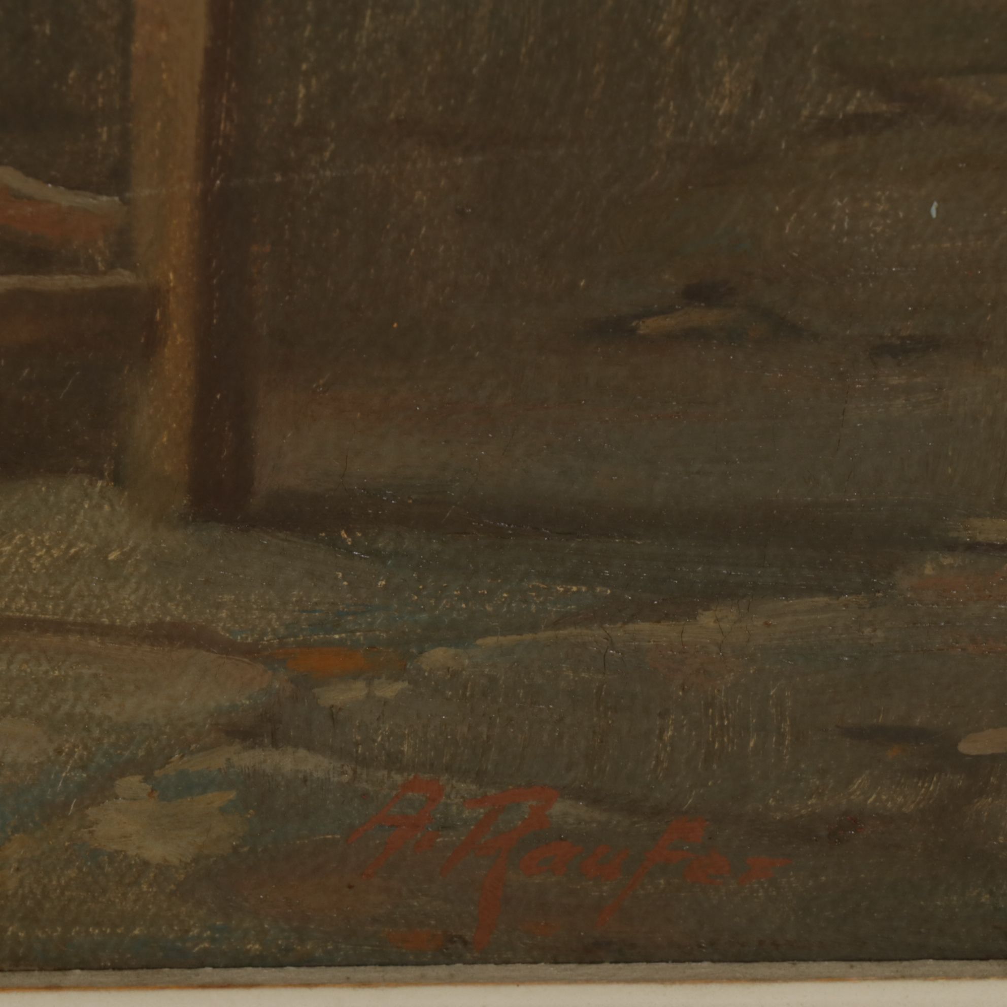 Adolf Raufer Interior Oil Painting Genre Scene of Figures Around a Table