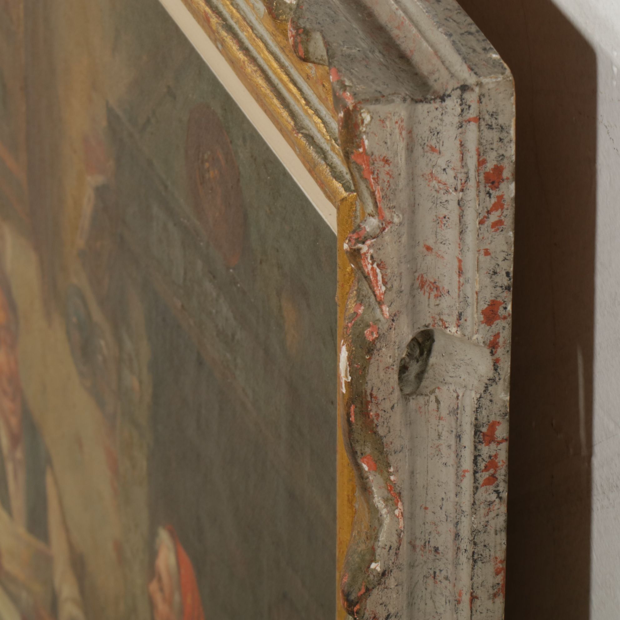 Adolf Raufer Interior Oil Painting Genre Scene of Figures Around a Table