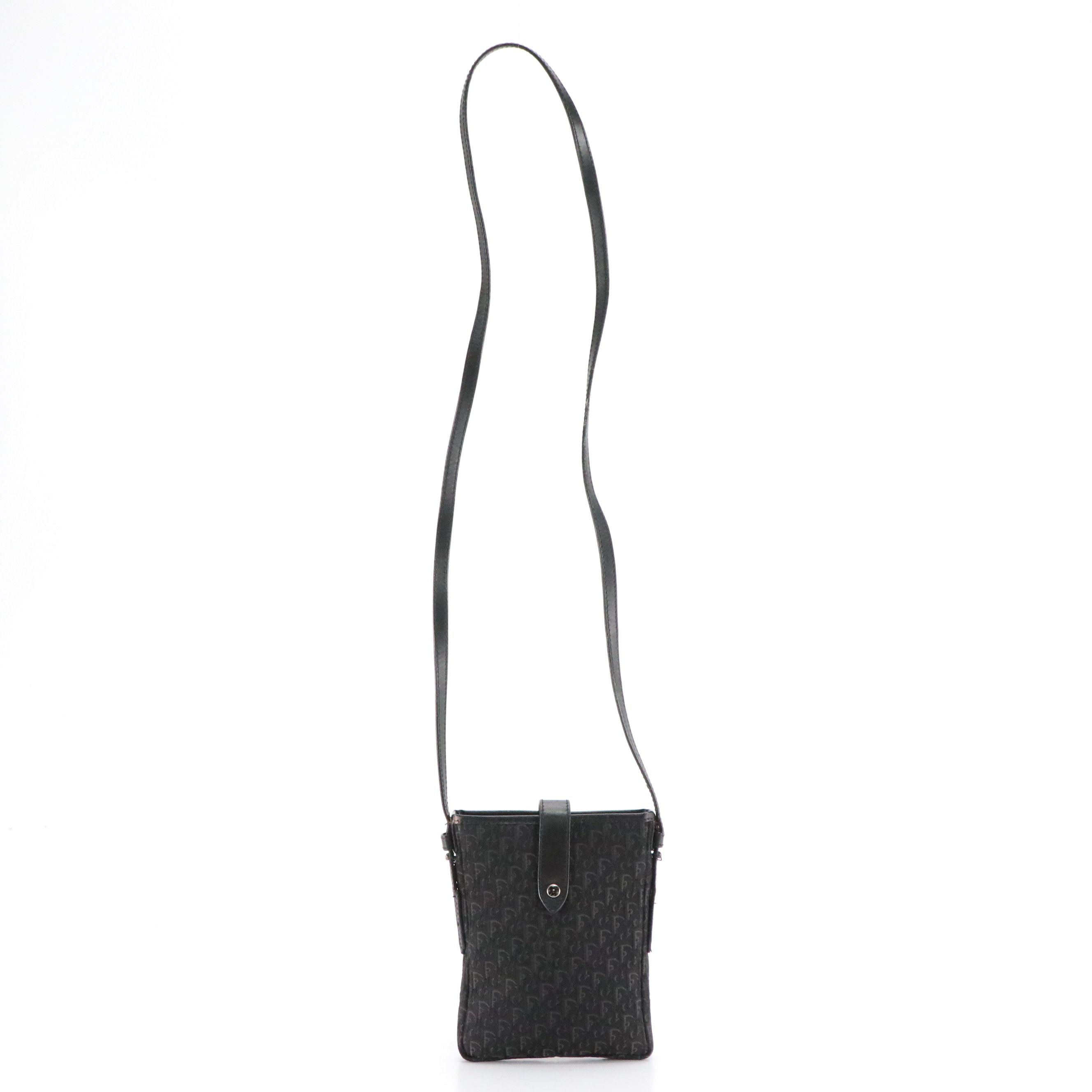 Christian Dior Trotter Jacquard Canvas and Black Leather Crossbody Bag