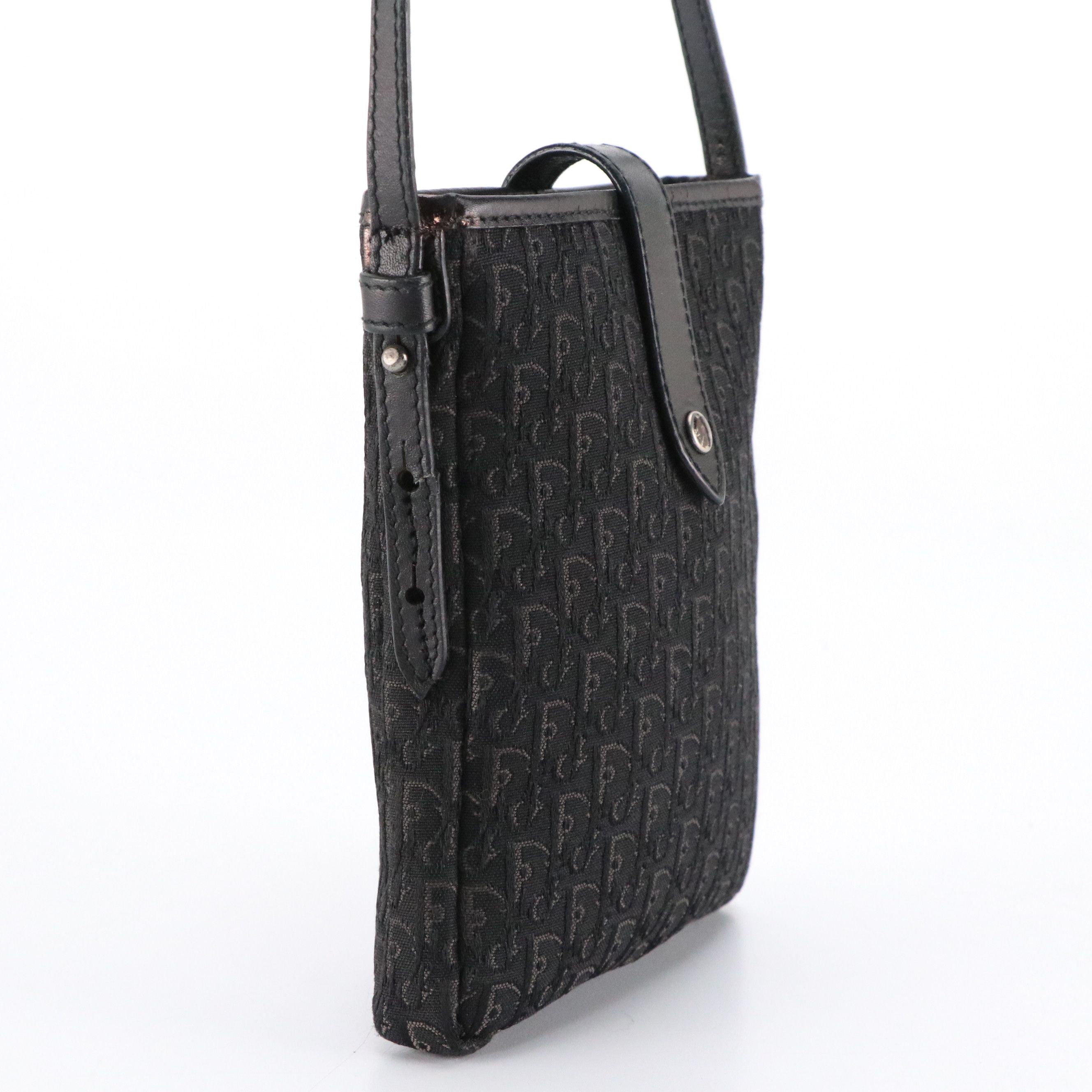 Christian Dior Trotter Jacquard Canvas and Black Leather Crossbody Bag