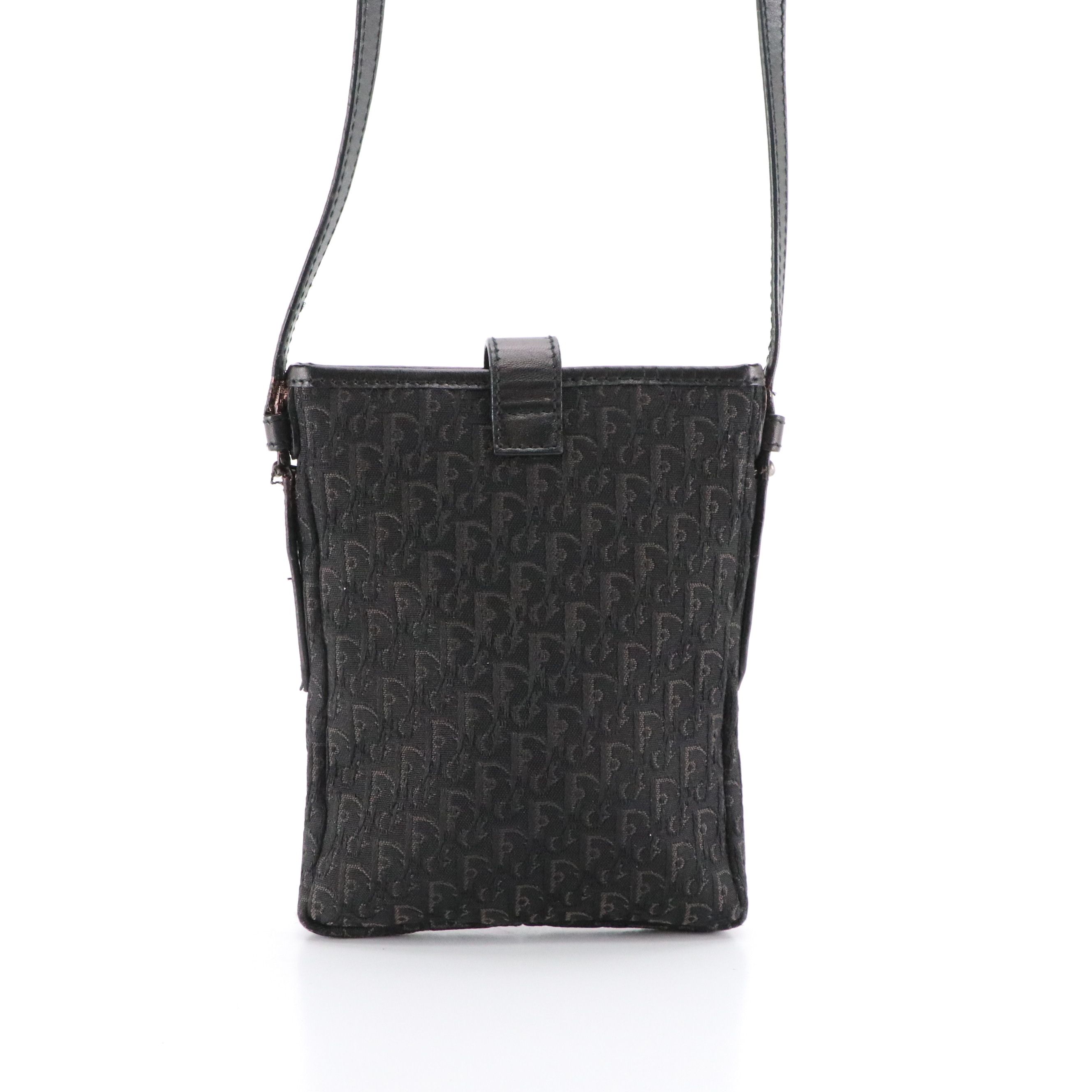 Christian Dior Trotter Jacquard Canvas and Black Leather Crossbody Bag