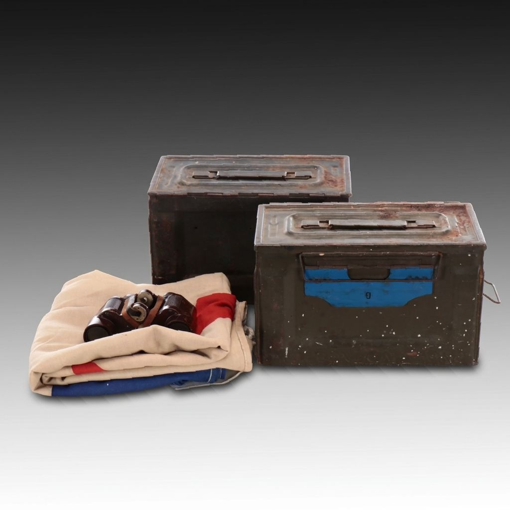 Late USSR Navy Flag with Binoculars and Ammunition Cans