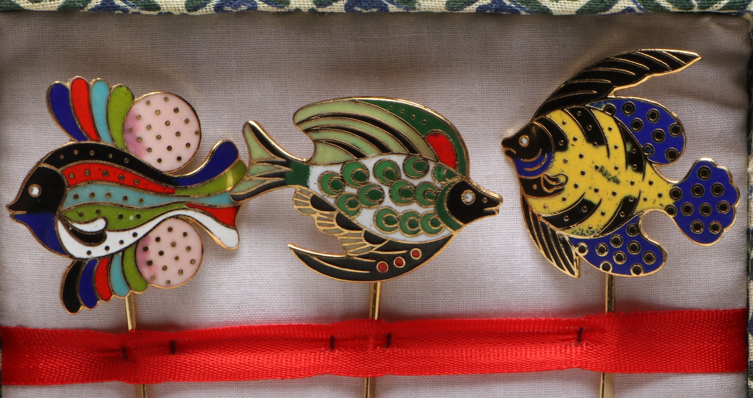 Cloisonné Enamel Fish Cocktail Stirrers