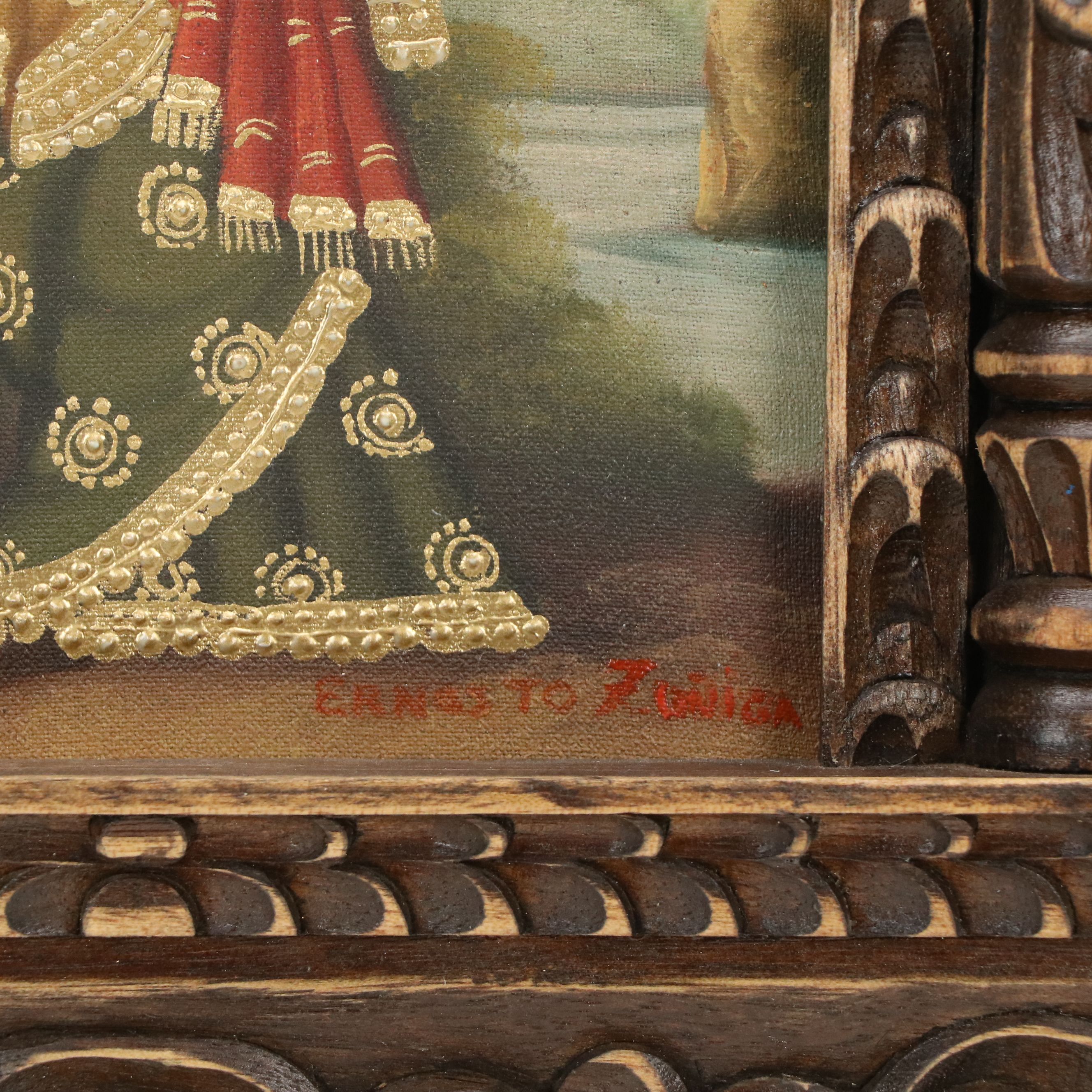 Ernesto Zúñiga Cuzco School Style Oil Painting "Archangel Uriel"