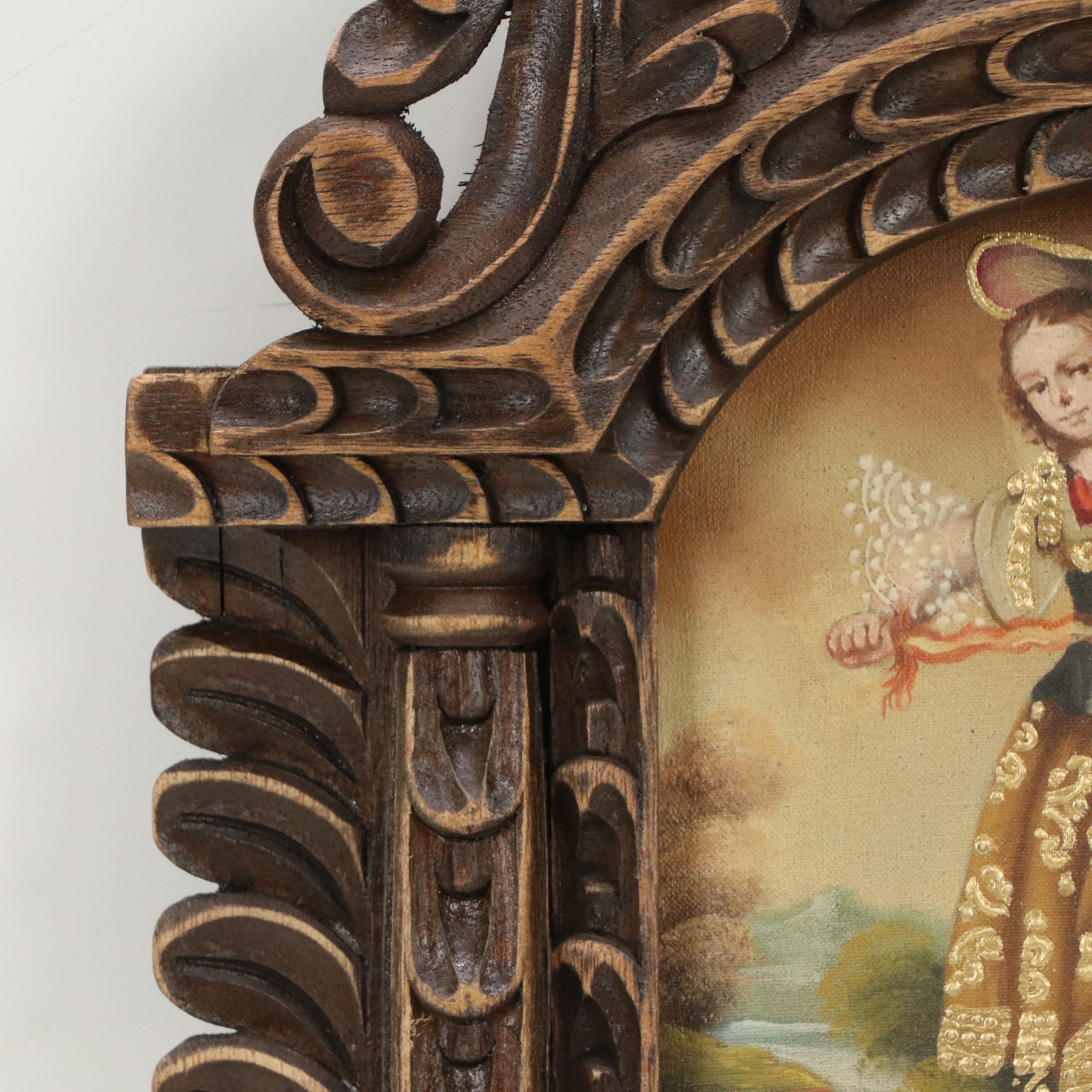 Ernesto Zúñiga Cuzco School Style Oil Painting "Archangel Uriel"