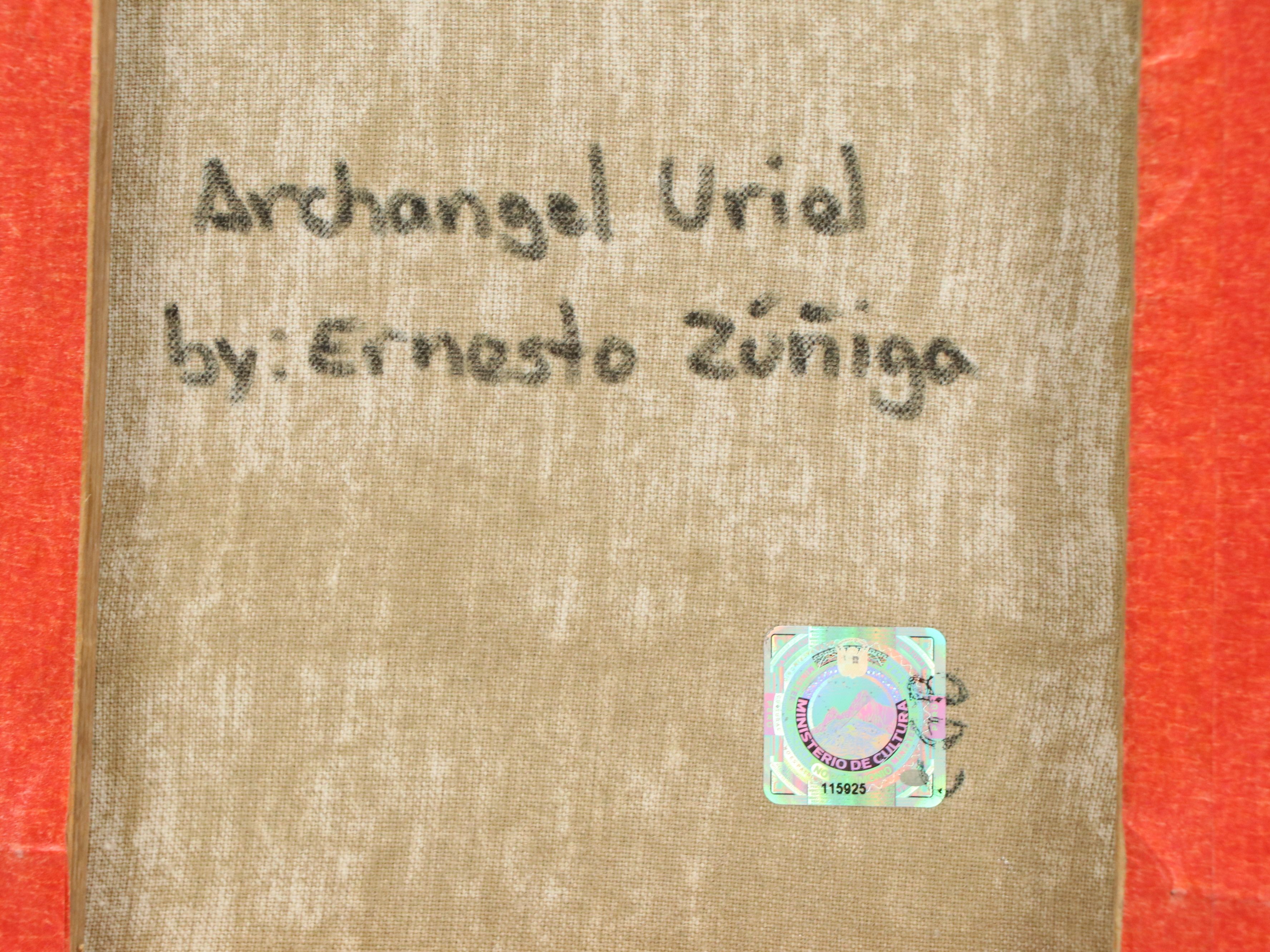 Ernesto Zúñiga Cuzco School Style Oil Painting "Archangel Uriel"