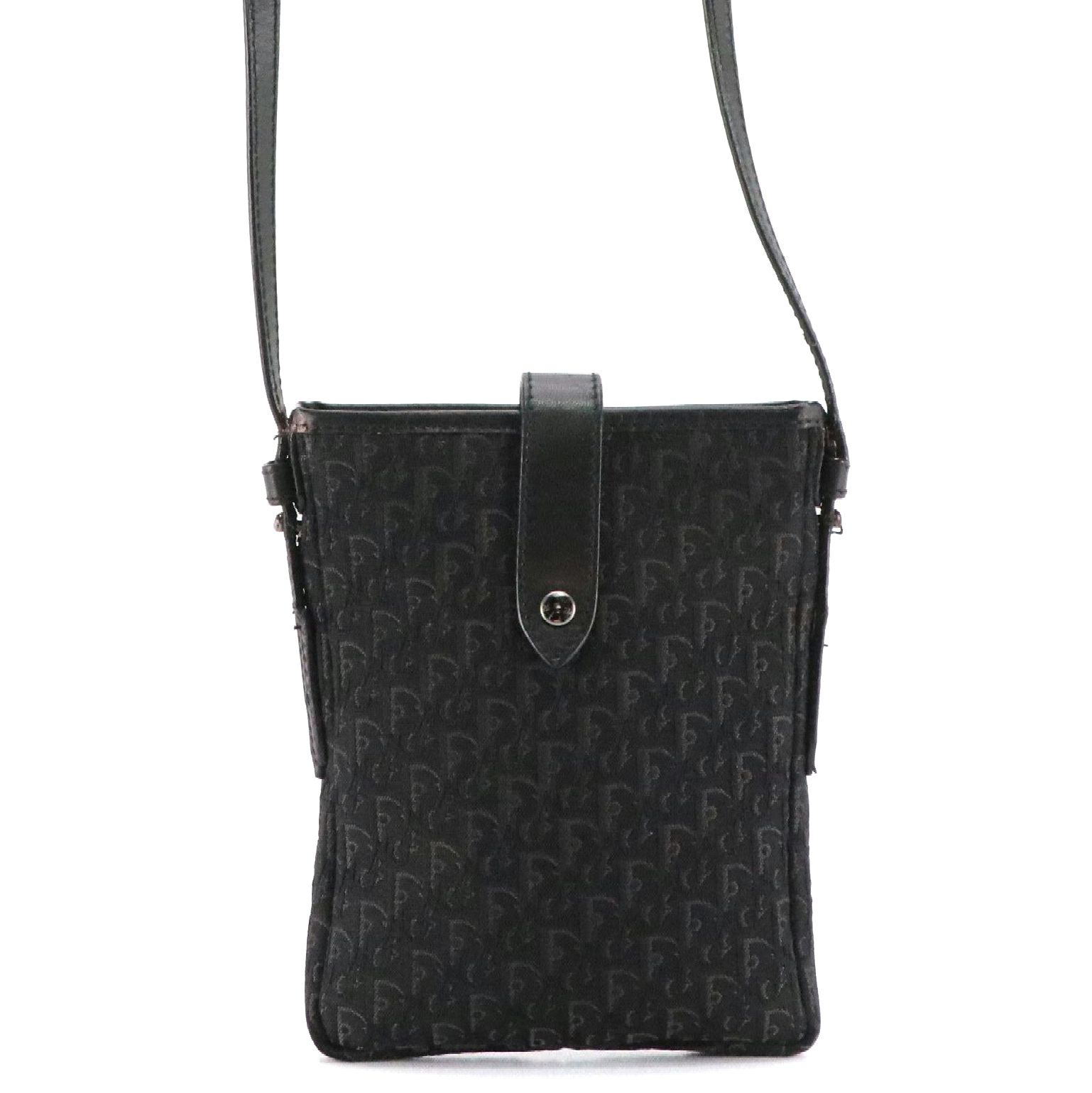 Christian Dior Trotter Jacquard Canvas and Black Leather Crossbody Bag