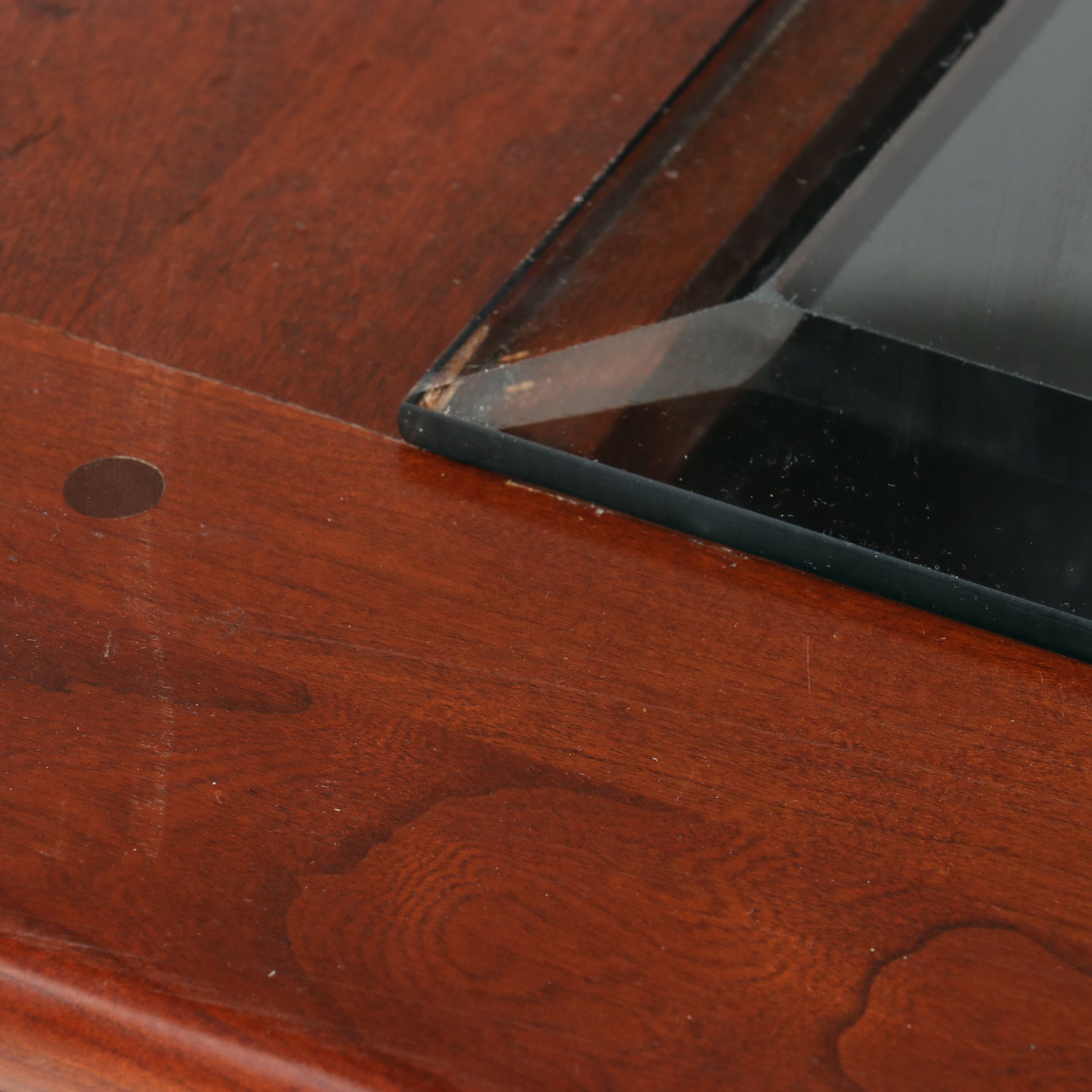 Cherry Glass-Top Display Coffee Table, Late 20th Century