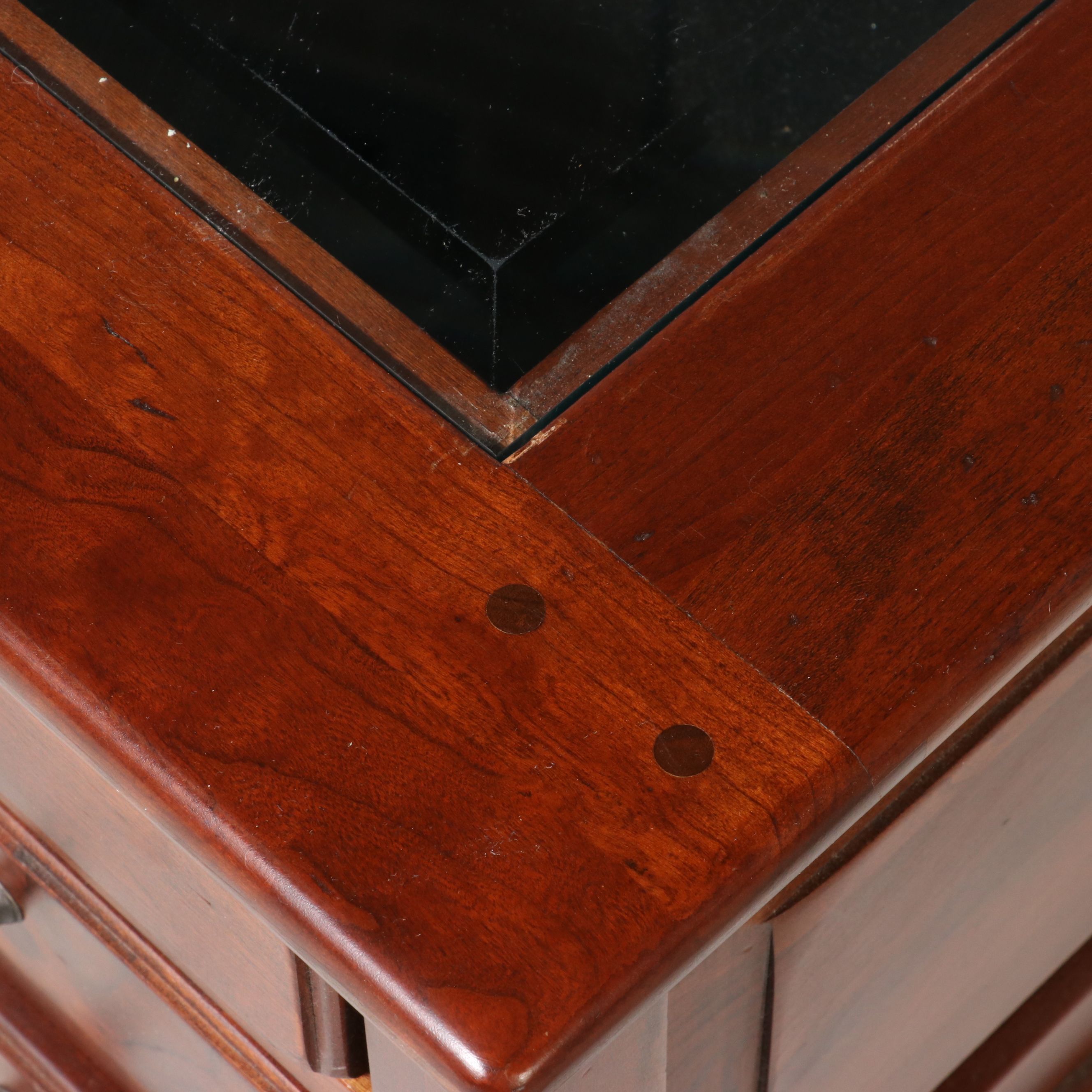 Cherry Glass-Top Display Coffee Table, Late 20th Century