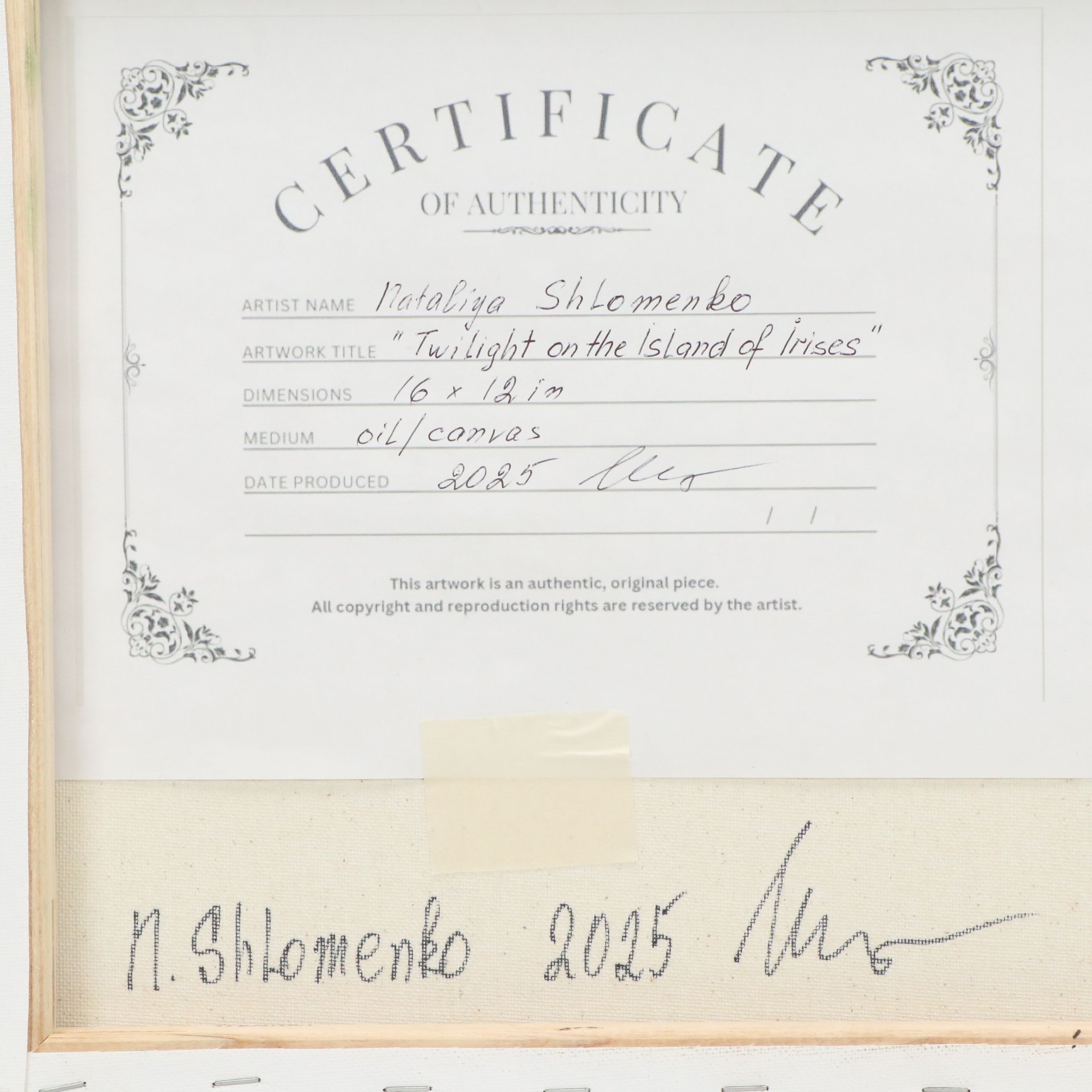 Nataliya Shlomenko Oil Painting "Twilight on the Island of Irises," 2025