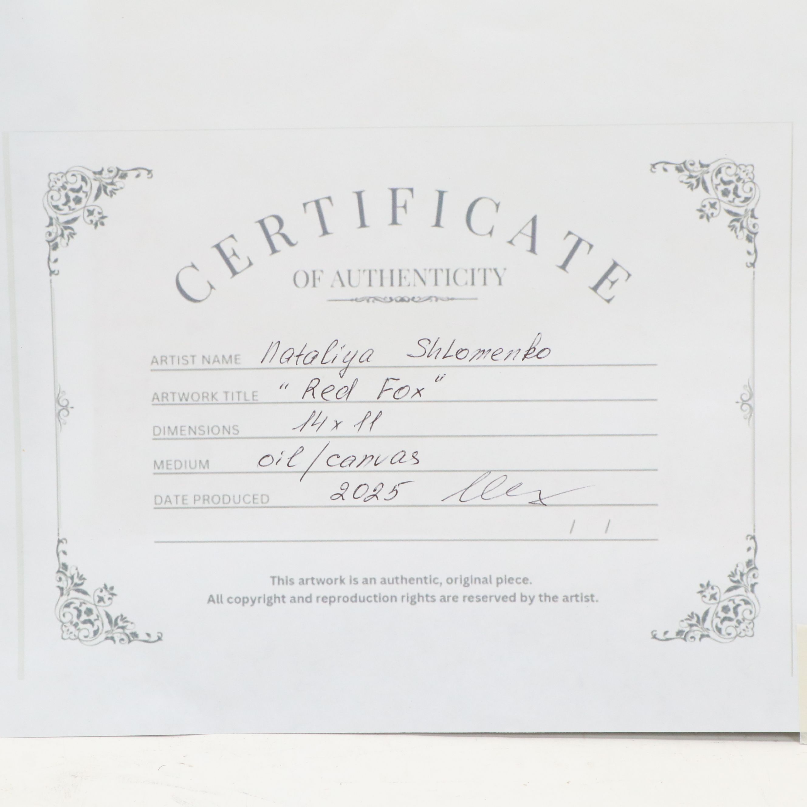 Nataliya Shlomenko Oil Painting "Red Fox," 2025