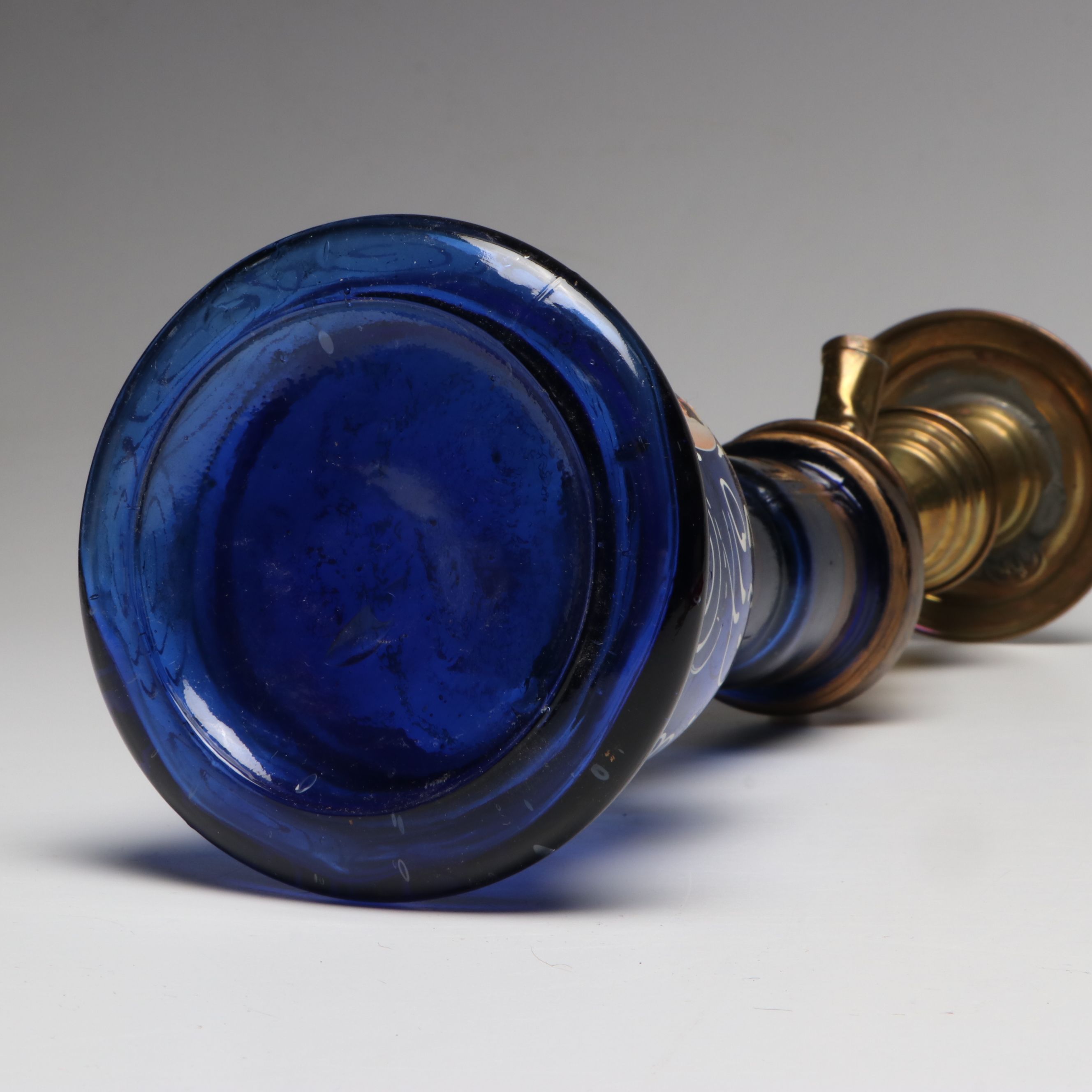 Persian Cobalt Glass Naser al-Din Shah Qajar Portrait Hookah