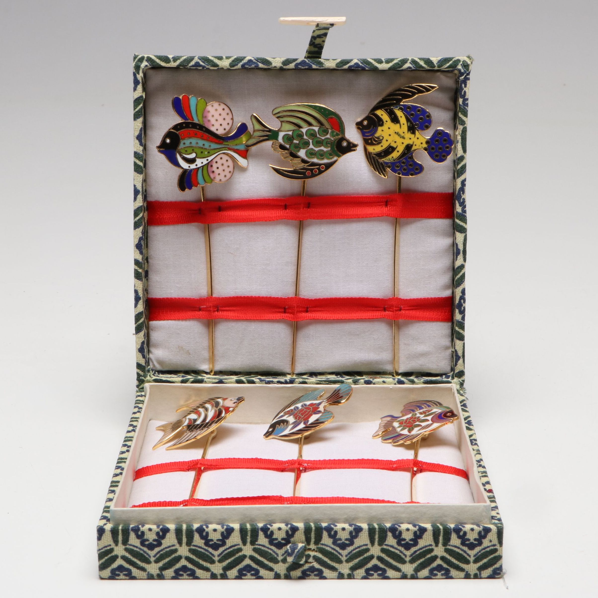 Cloisonné Enamel Fish Cocktail Stirrers