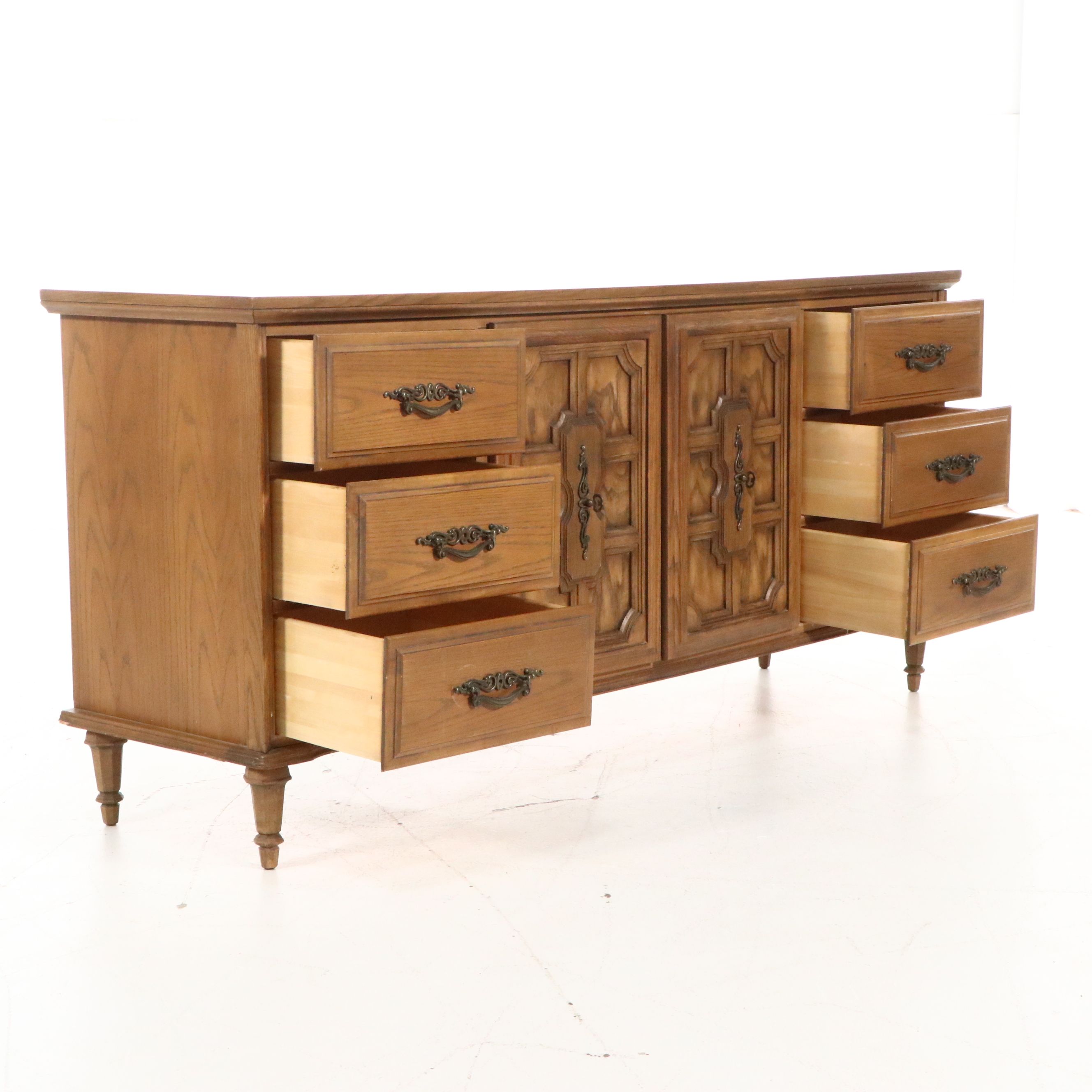 Mediterranean Revival Pecan Bedroom Suite, 1968