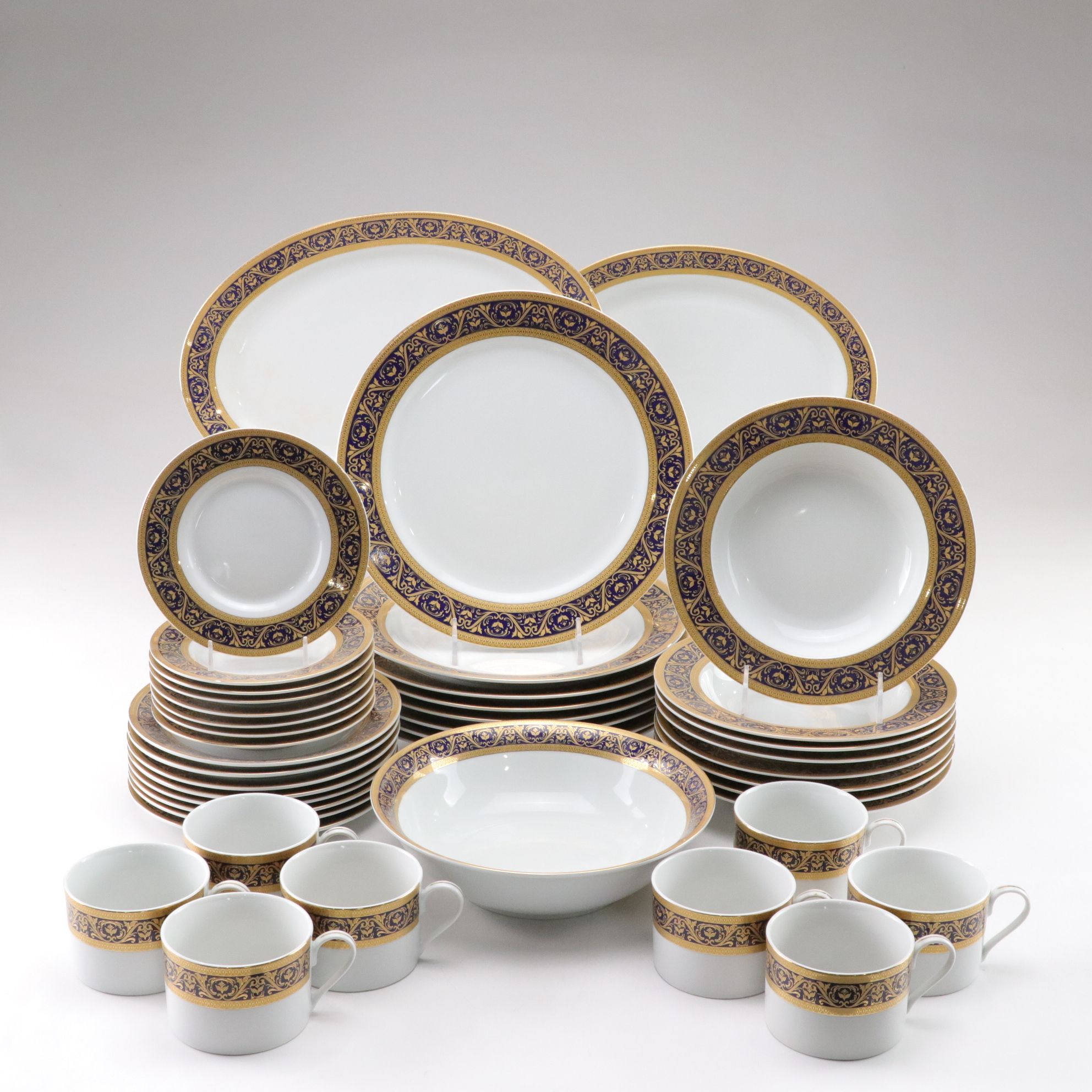 Sorelle "SZE9" Gold and Cobalt Blue Porcelain Dinnerware Set