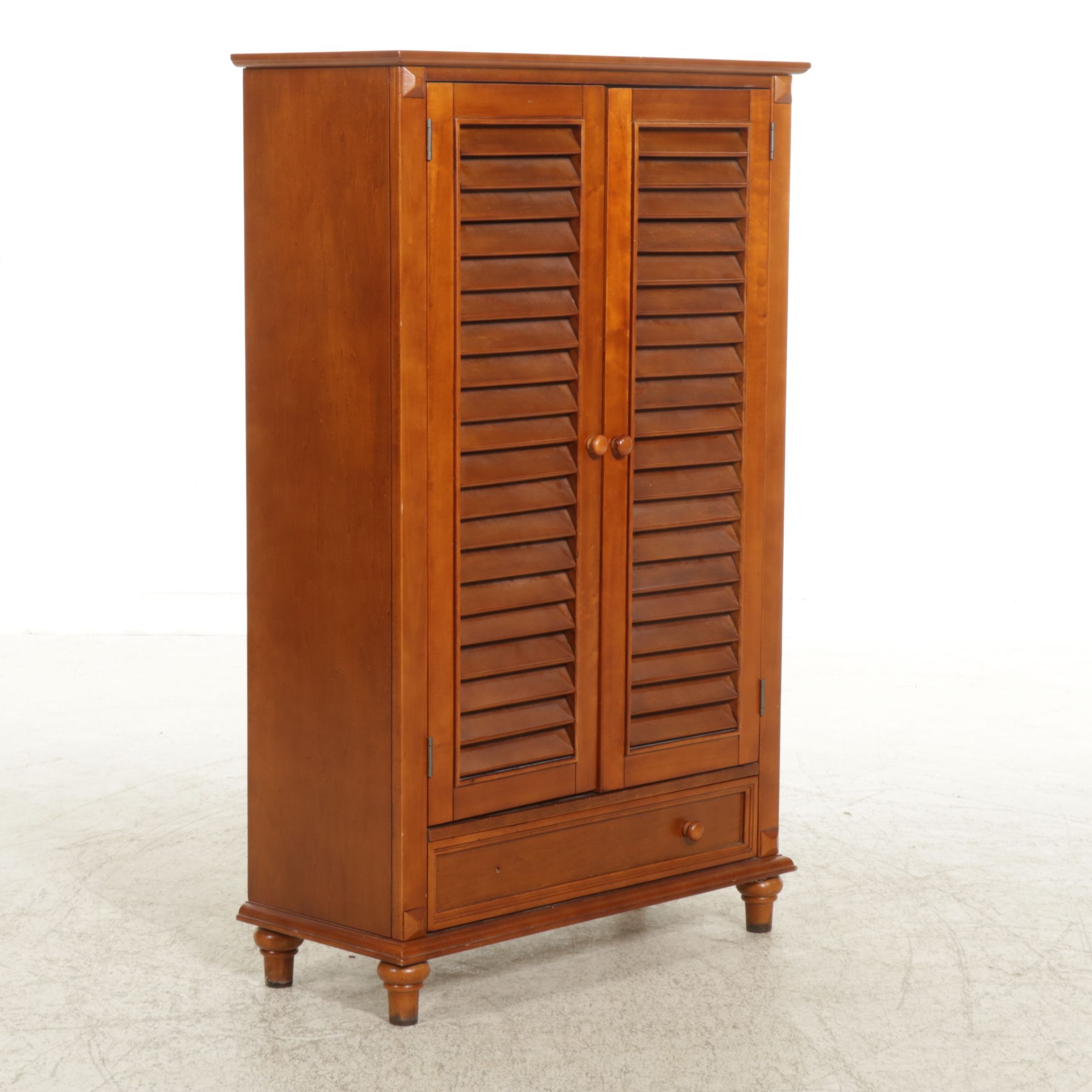 Cherry Finished Cabinet with Louvered Doors