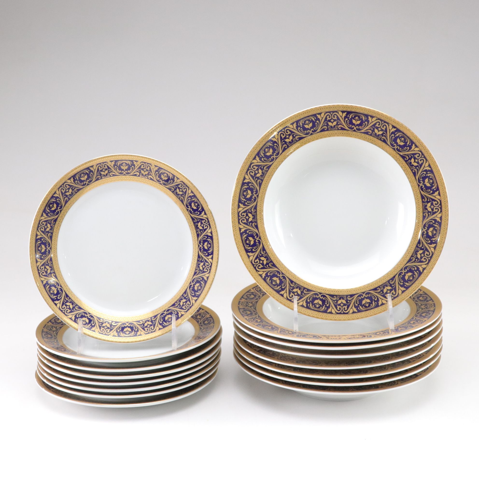 Sorelle "SZE9" Gold and Cobalt Blue Porcelain Dinnerware Set