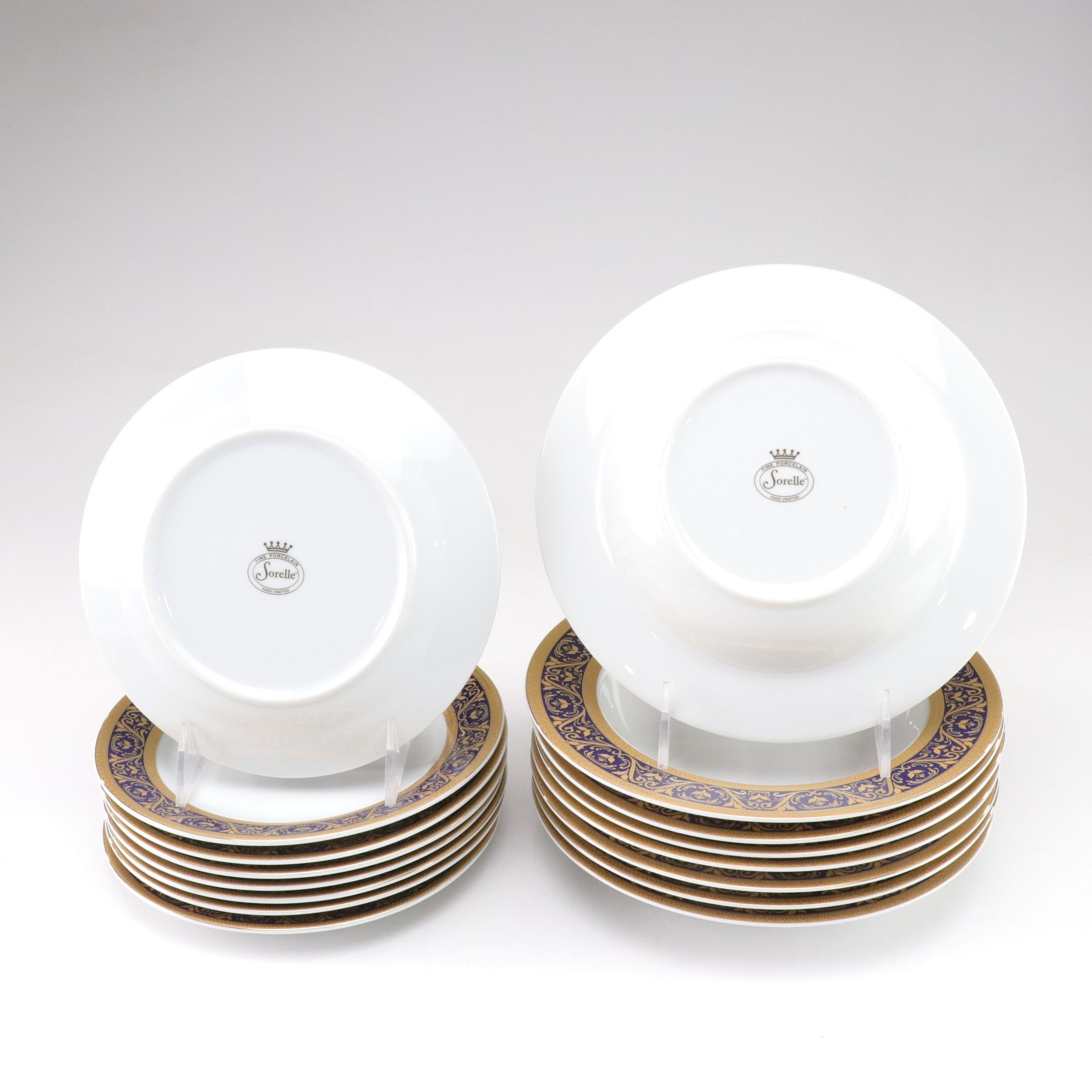 Sorelle "SZE9" Gold and Cobalt Blue Porcelain Dinnerware Set