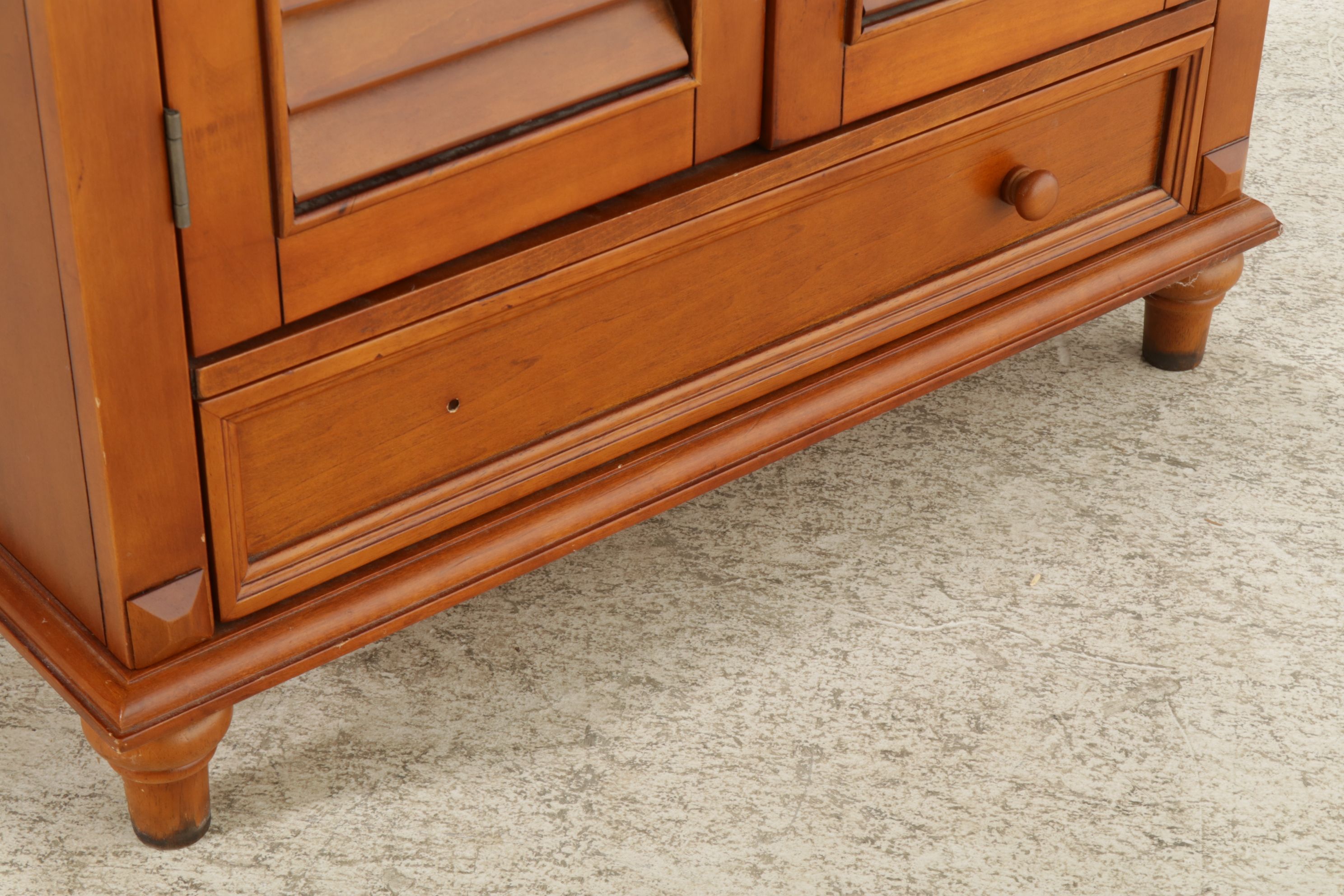 Cherry Finished Cabinet with Louvered Doors