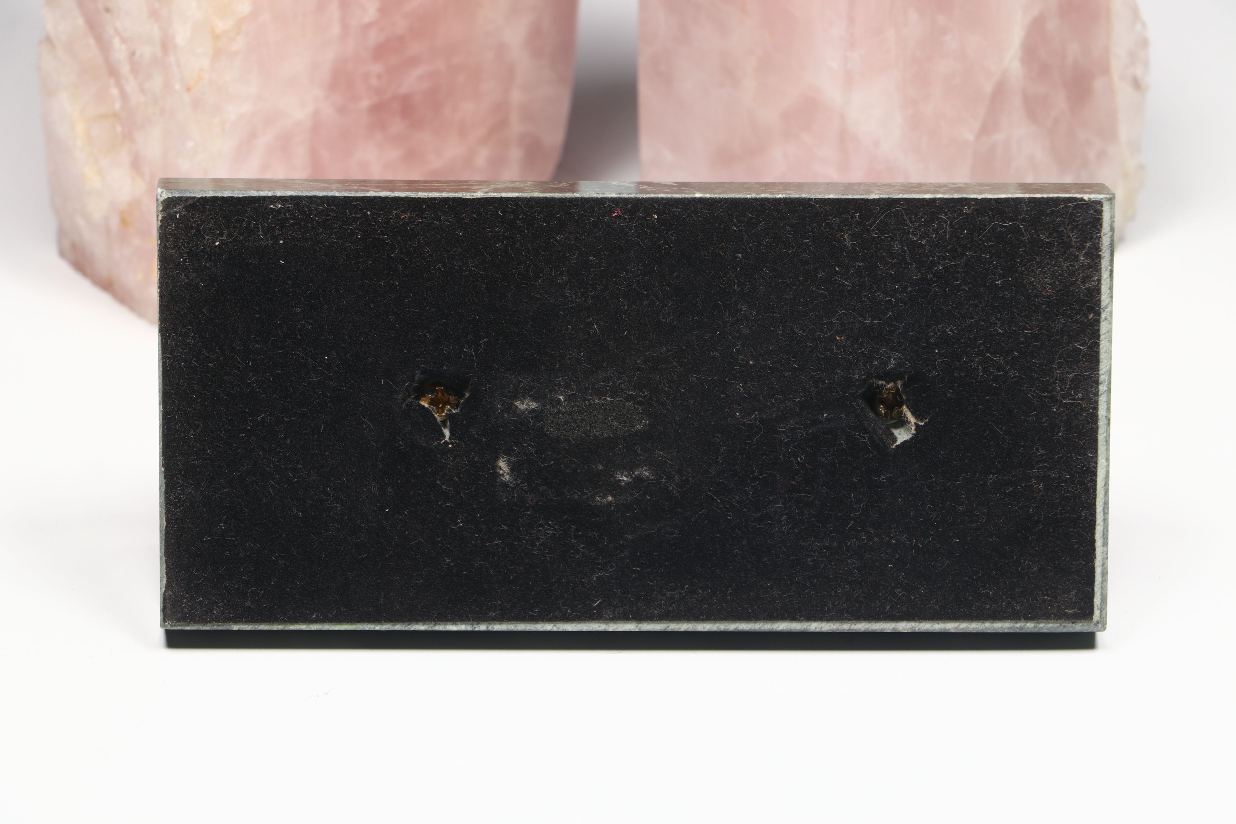 Marble Base Brass Pen Holder with Rose Quartz Bookends and Green Resin Box