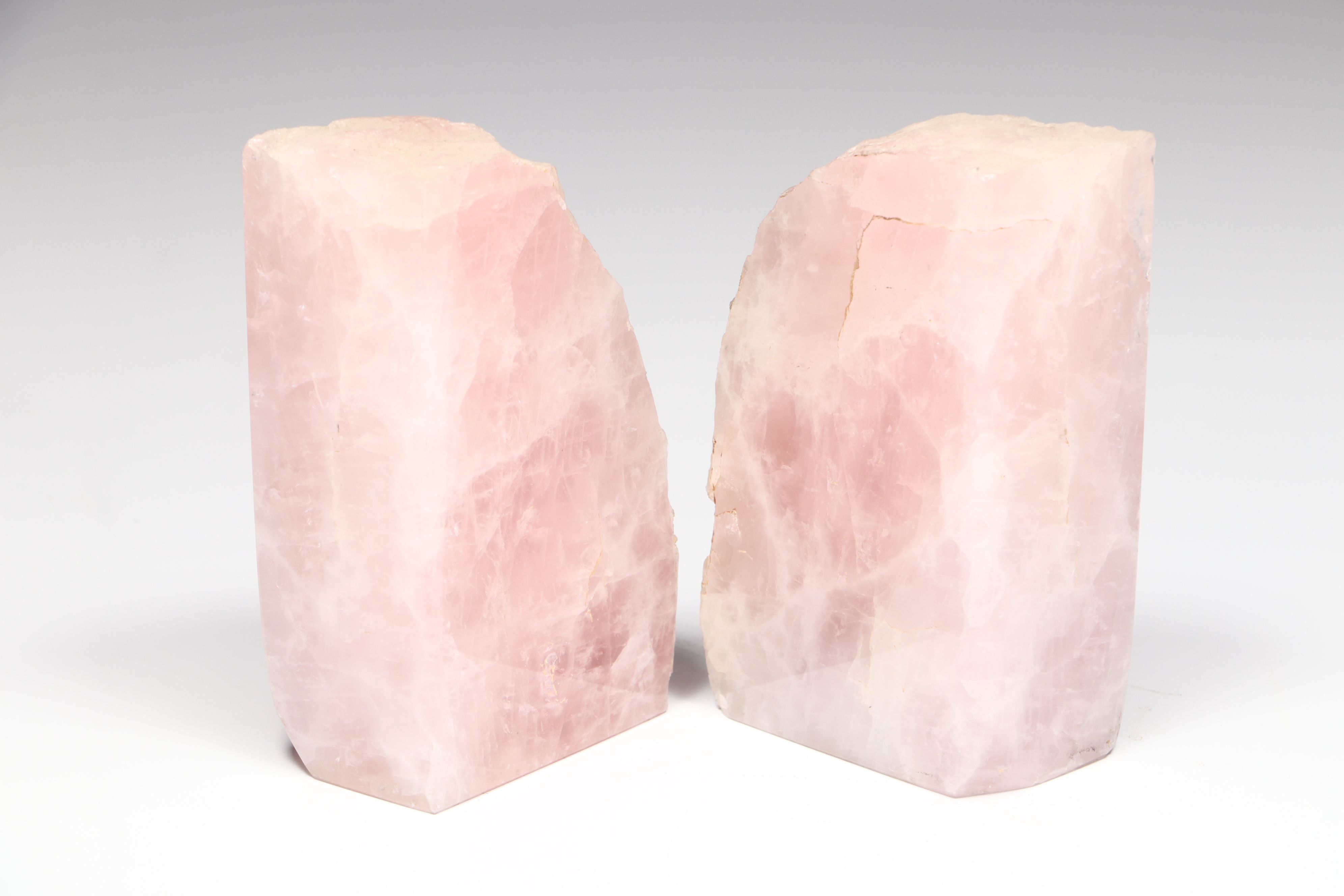 Marble Base Brass Pen Holder with Rose Quartz Bookends and Green Resin Box