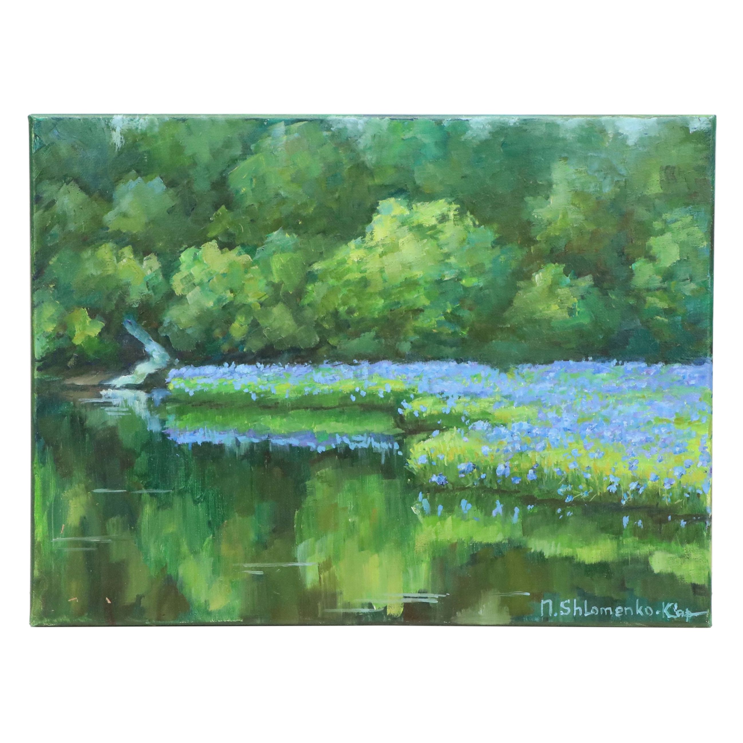 Nataliya Shlomenko Oil Painting "Twilight on the Island of Irises," 2025