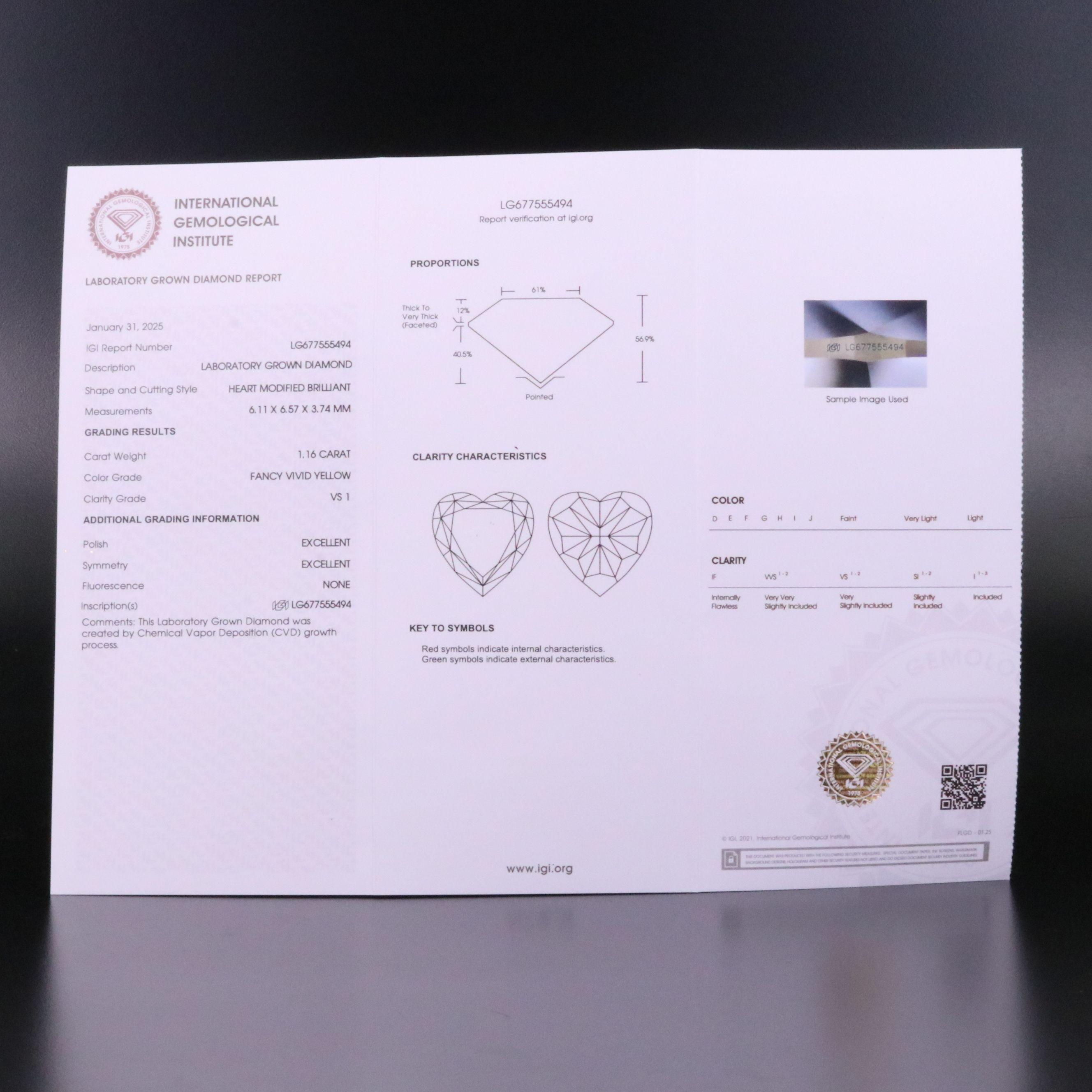 Loose 1.16 CT Lab Grown Diamond with IGI Report
