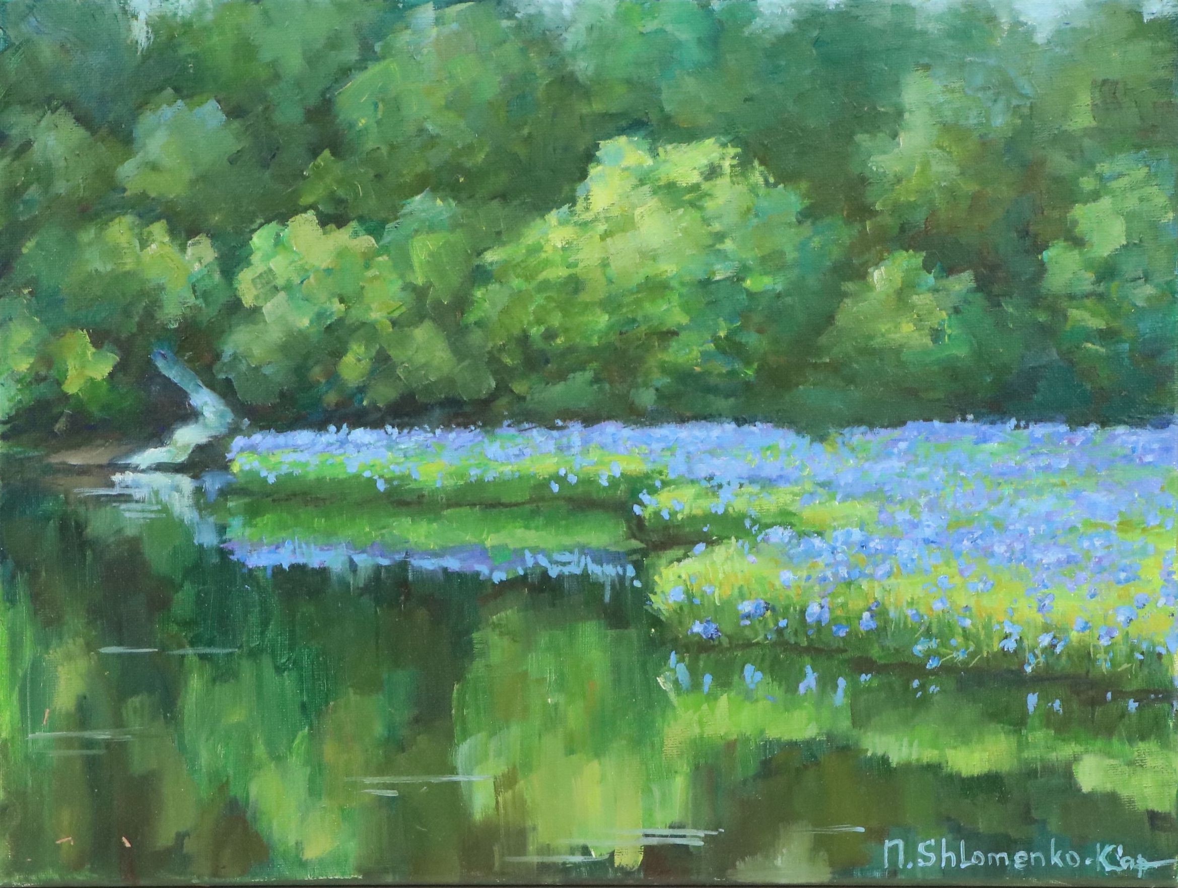 Nataliya Shlomenko Oil Painting "Twilight on the Island of Irises," 2025