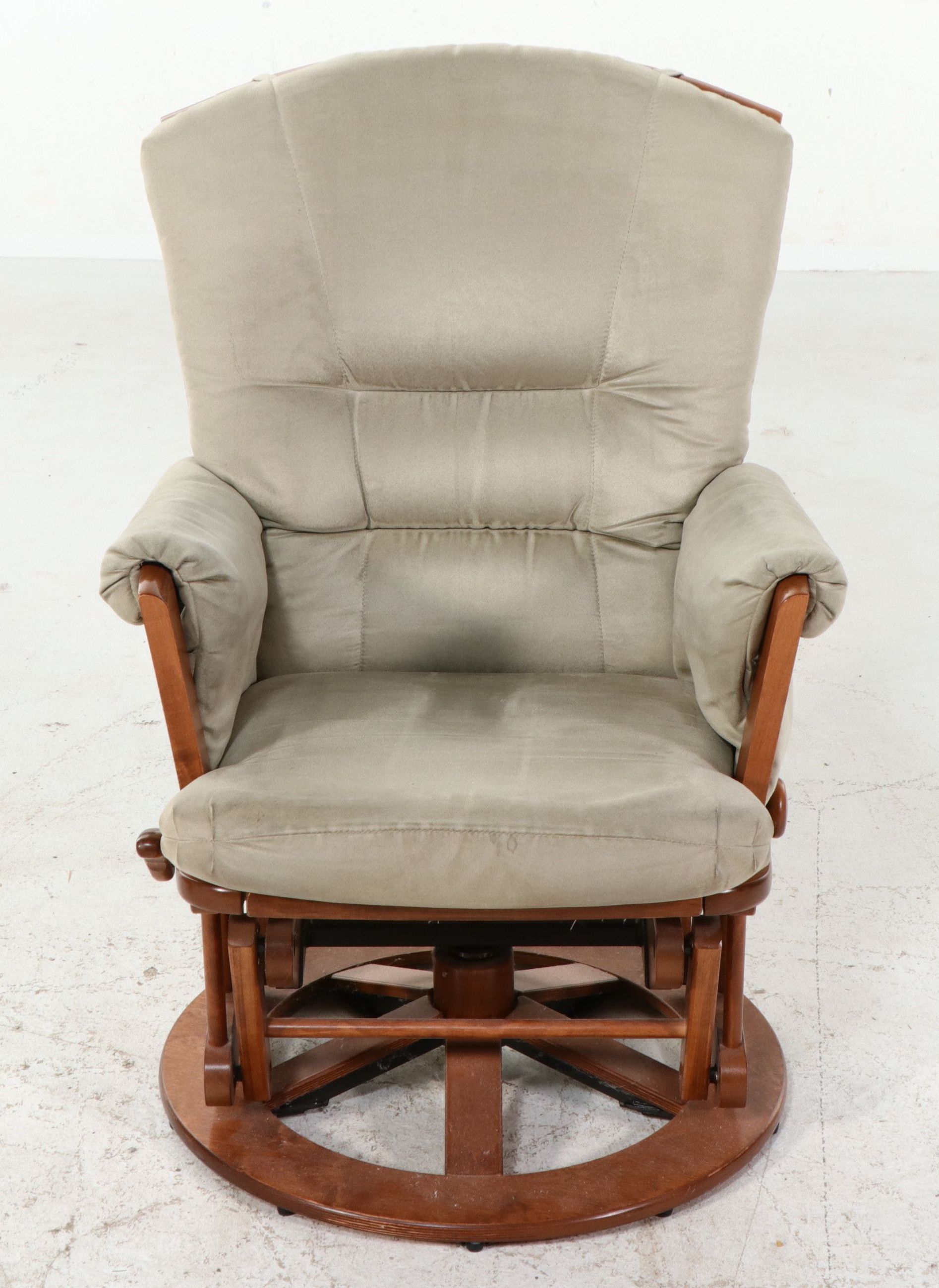 Dutailier Swivel Glider and Ottoman Set, 21st Century