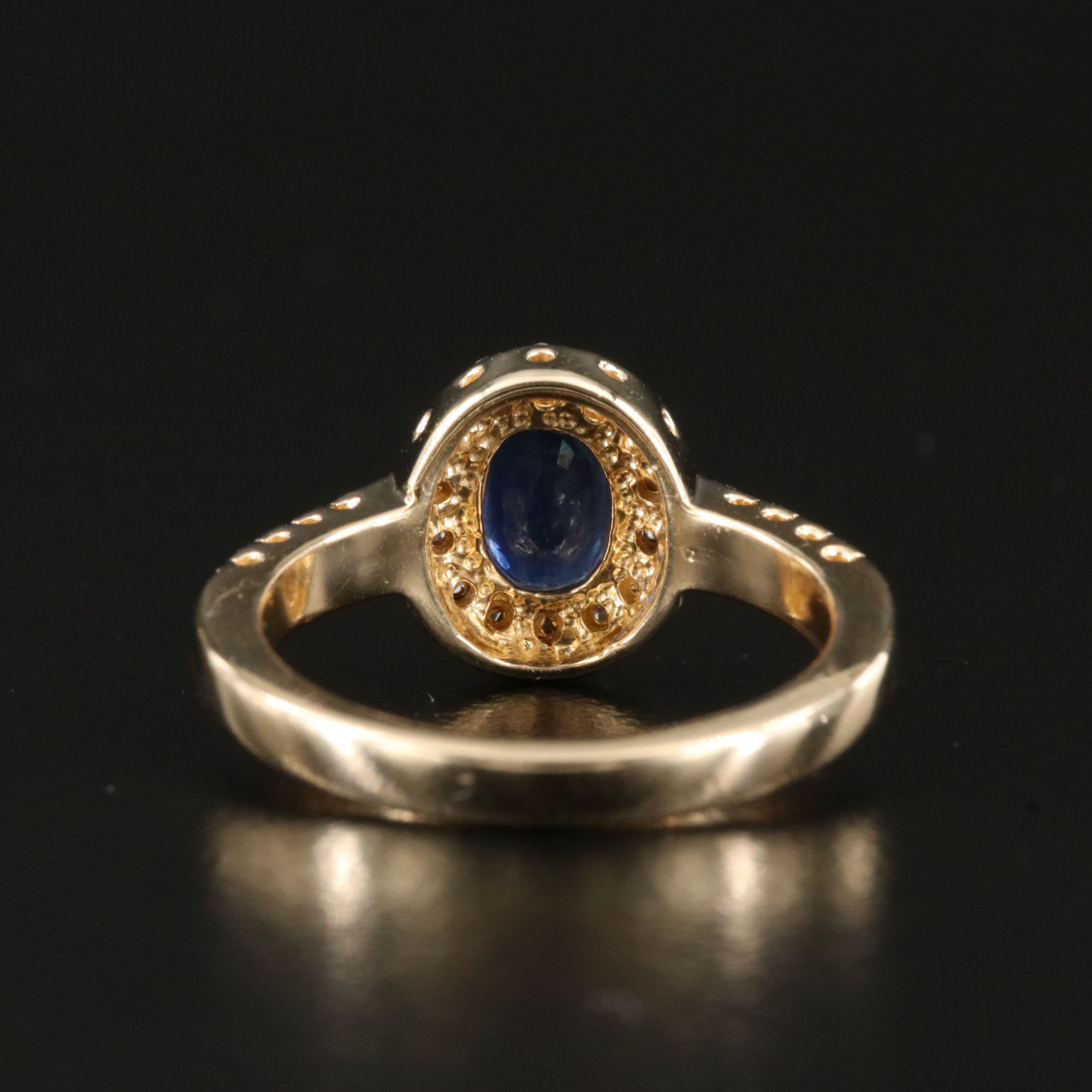 14K Sapphire and Diamond Halo Ring
